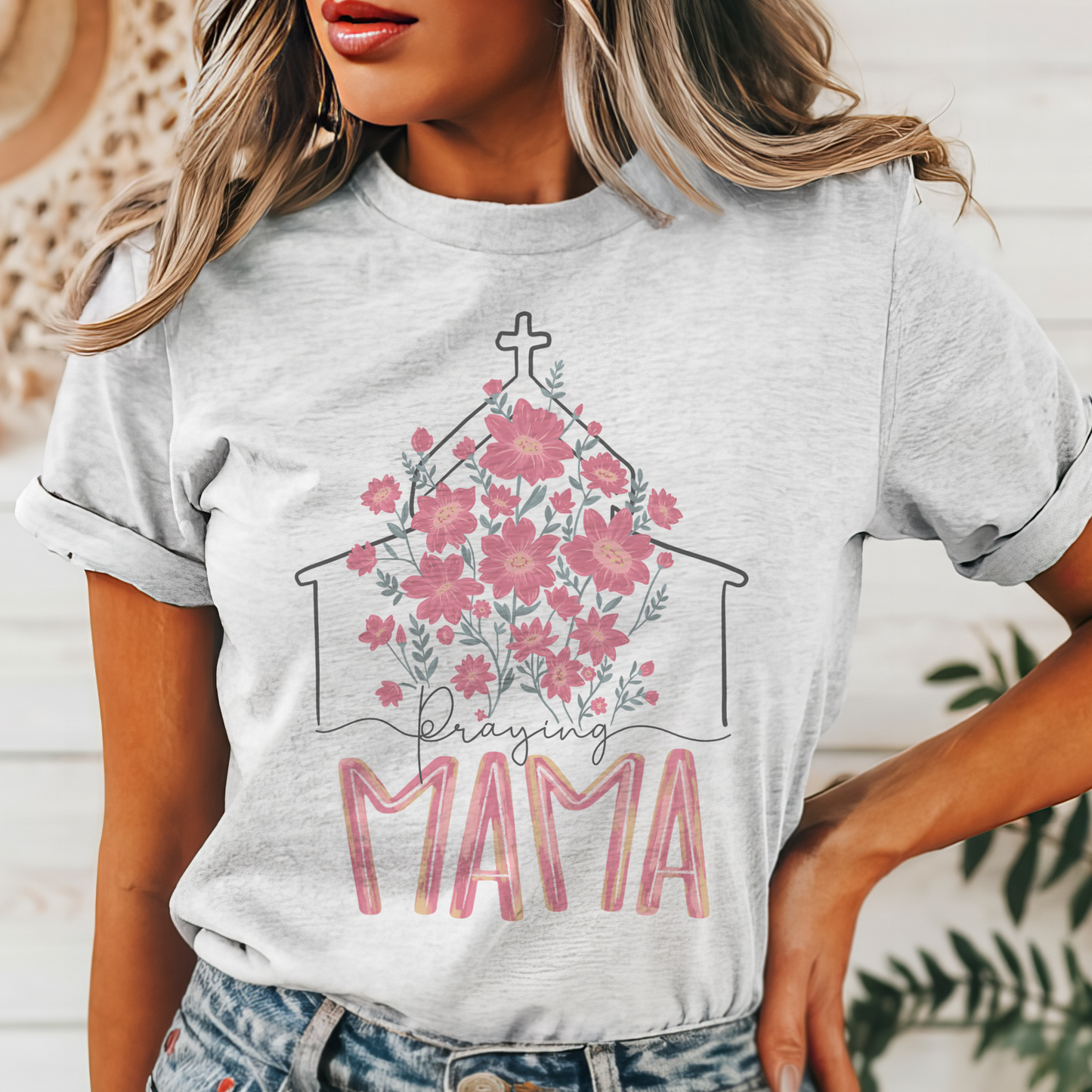 Praying Mama floral mama aesthetic tshirt, mama Christian tshirt multiple color options, cute mama t-shirts, cute mom tshirt.