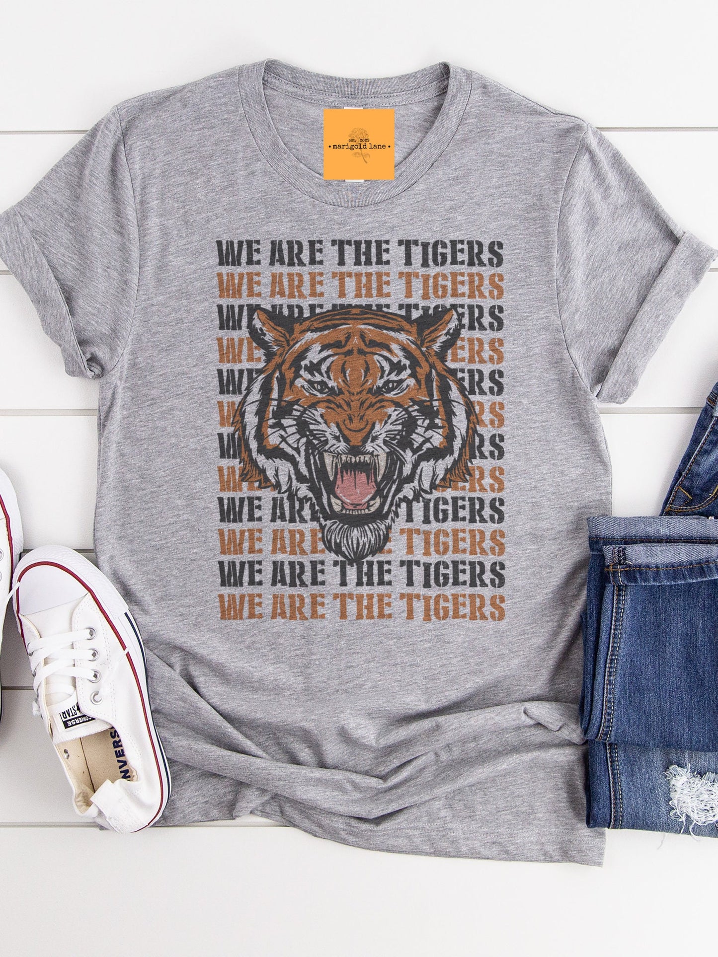 We are the tigers tshirt, football mom tshirt, cute game day tshirt, small town big Pride tshirt heather gray tshirt
