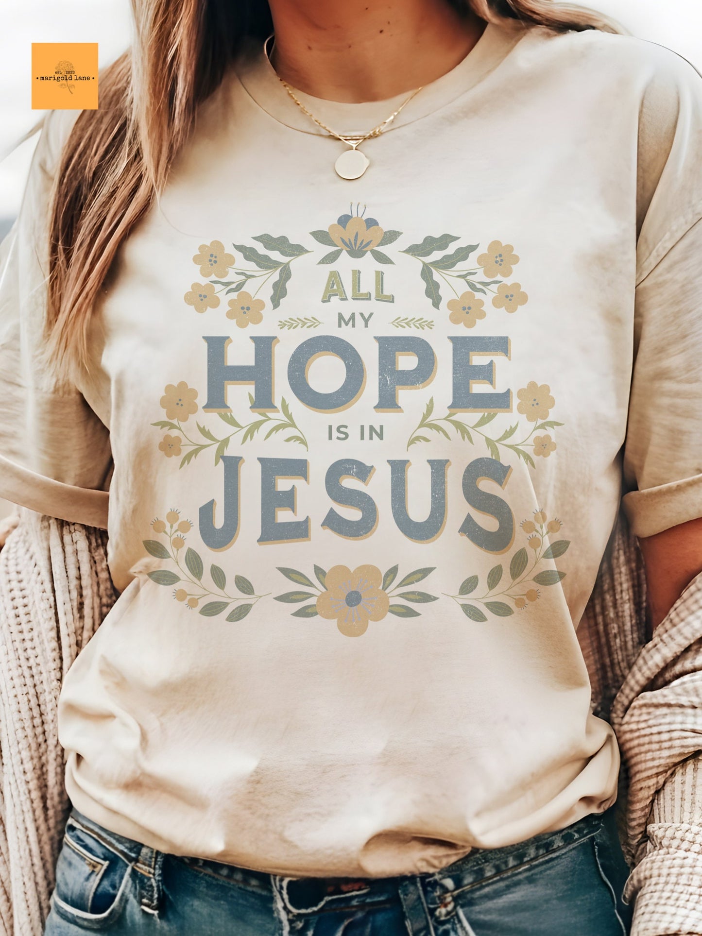 All my hope is in Jesus religious aesthetic tshirt, Christian sunset tshirt multiple color options, cute christian mama tshirt.