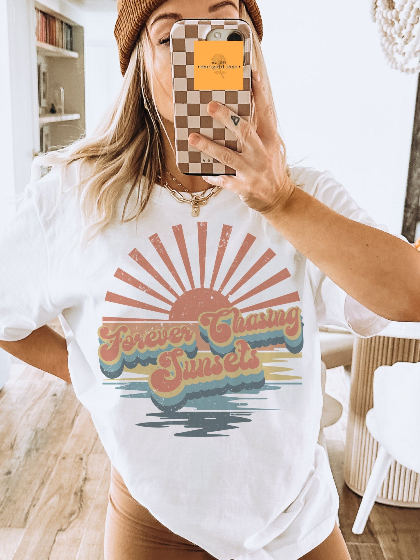 Sunset Chaser beach girl aesthetic tshirt, mama checkered tshirt multiple color options, summer Vacation t-shirts, cute mom tshirt.