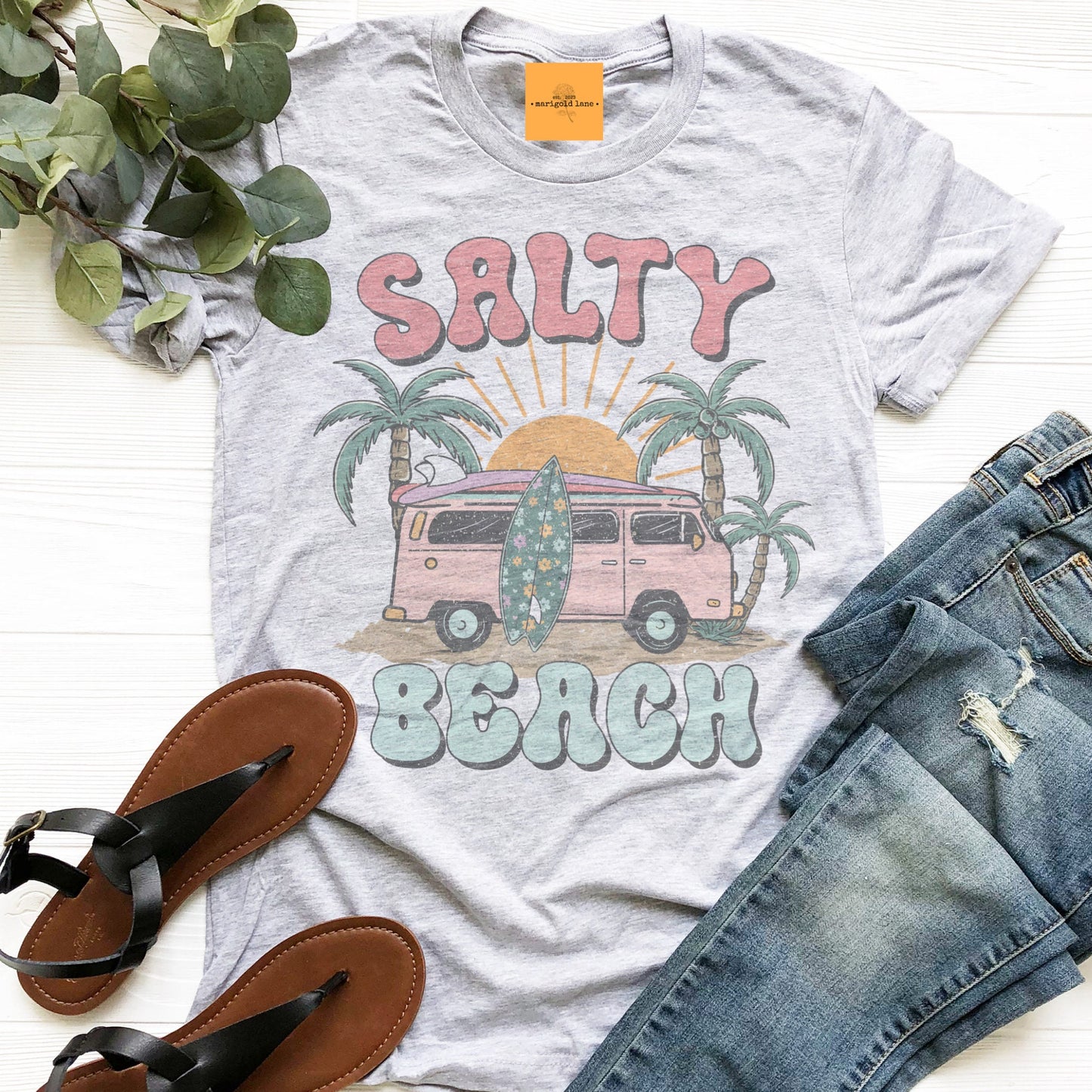 Salty Beach retro beach girl aesthetic tshirt, mama checkered tshirt multiple color options, summer Vacation t-shirts, cute mom tshirt.
