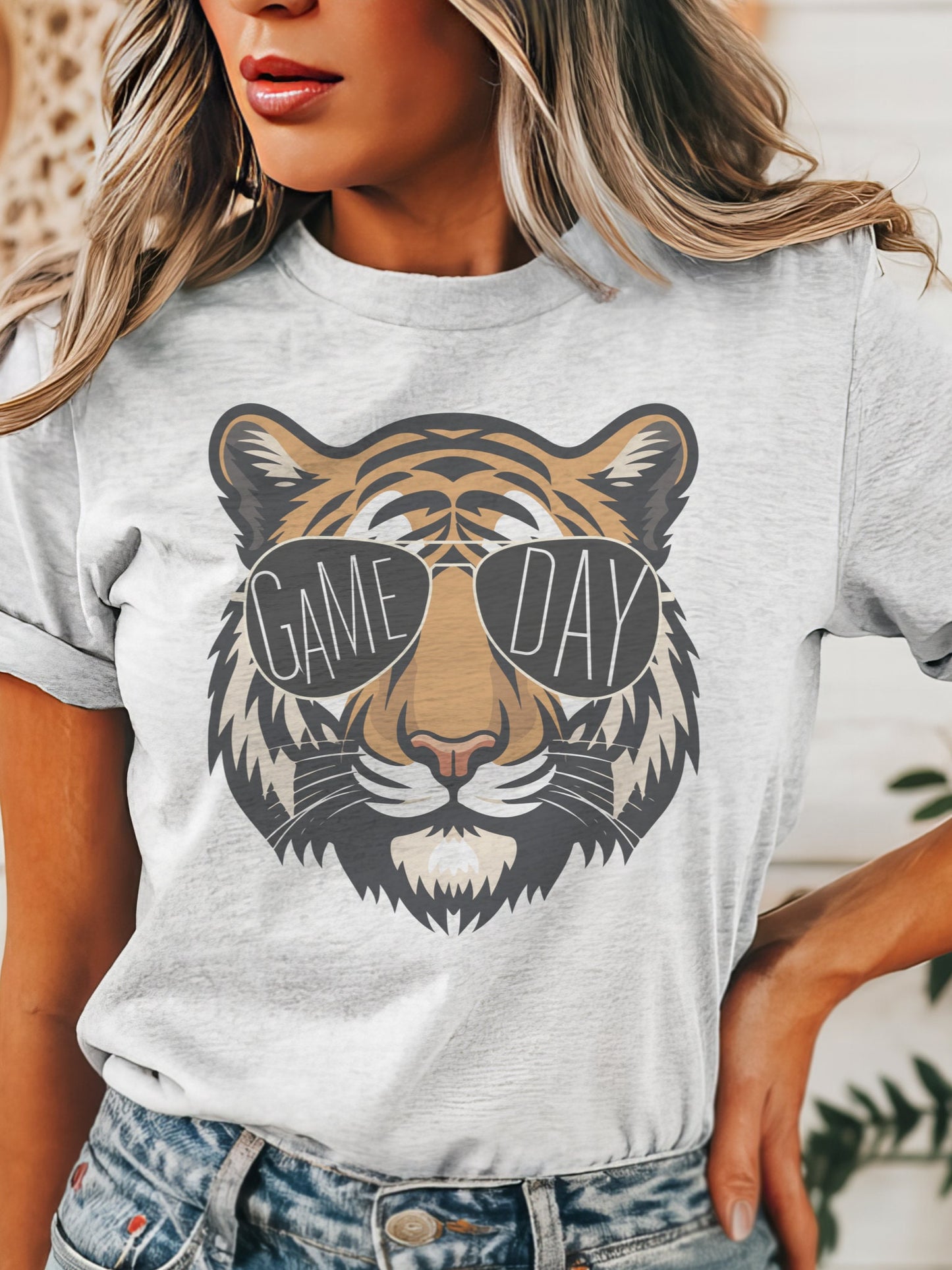 Tigers with game day glasses game day mascot, football tshirt, football mom tshirt, cute game day tshirt, mascot tshirt, unisex cut tshirt