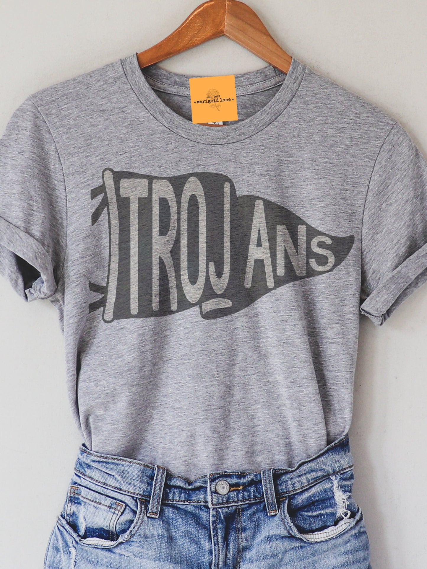 Trojans pennant mascot, Trojans Mascot game day football tshirt, football mom tshirt, cute game day tshirt, mascot unisex tshirt