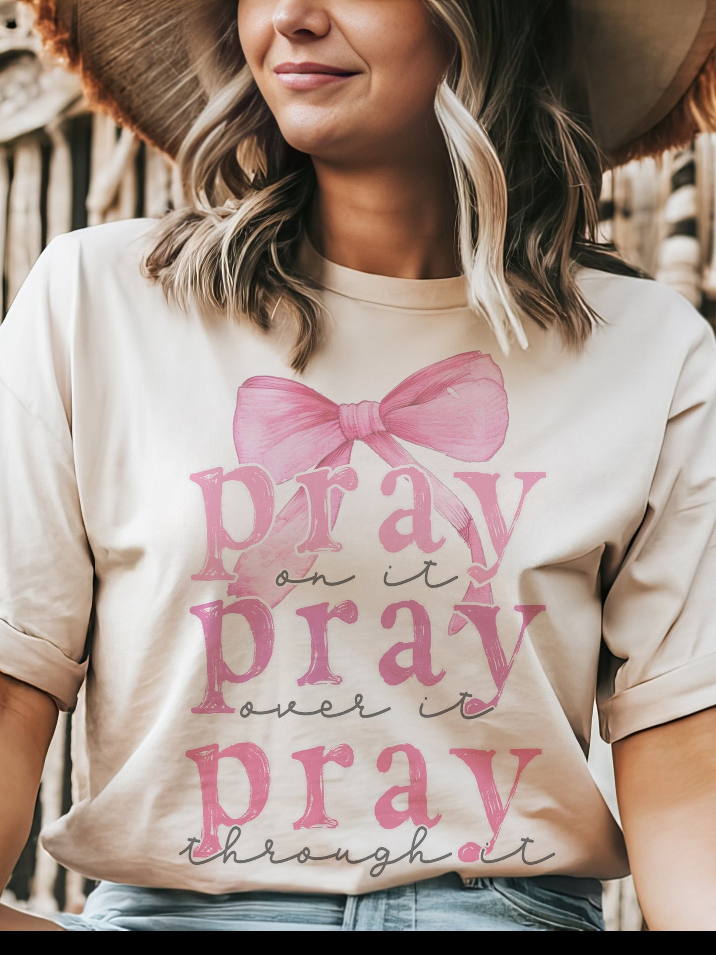 Coquette Christian tshirt, christian bow tshirt, girly Christian tshirt, prayer church tshirt, unisex cut T-shirt