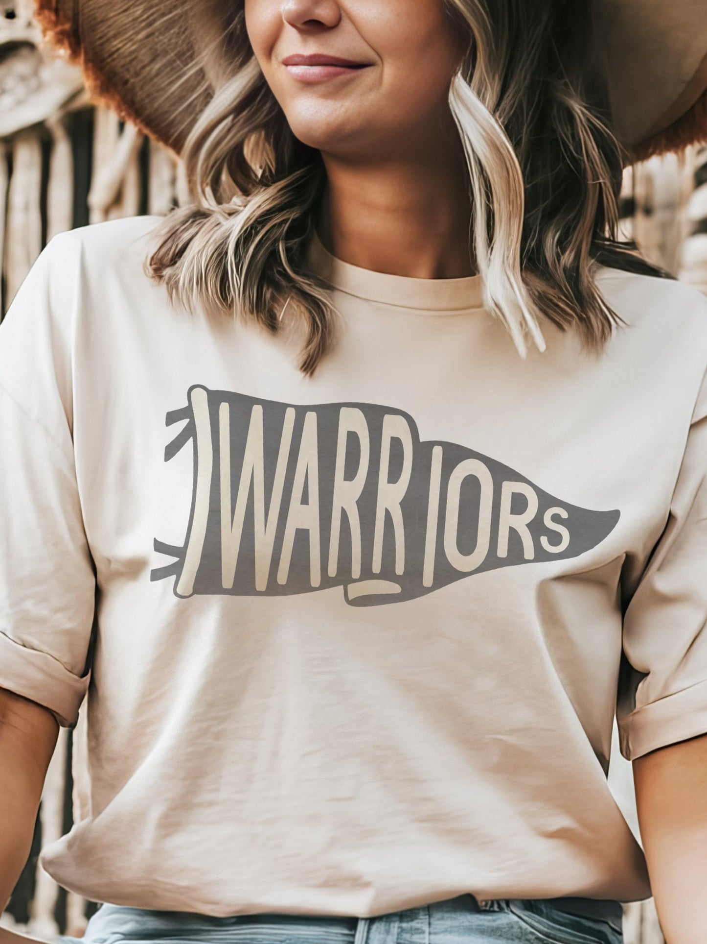 Warriors pennant mascot, Warrior game day football tshirt, football mom tshirt, cute game day tshirt, mascot unisex tshirt