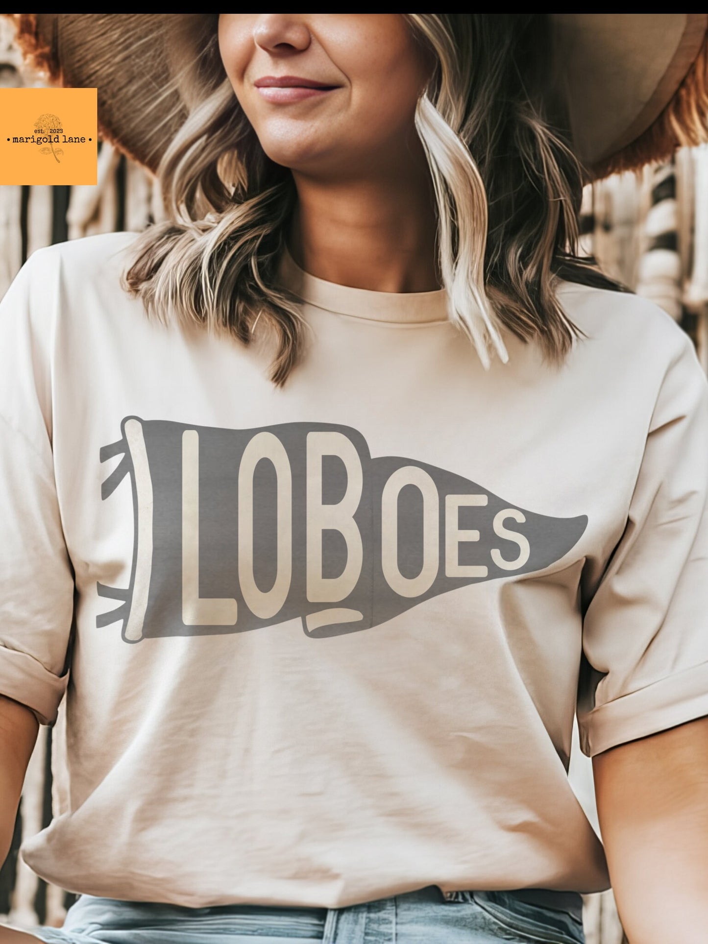 Loboes pennant mascot, Loboes game day football tshirt, football mom tshirt, cute game day tshirt, mascot unisex tshirt
