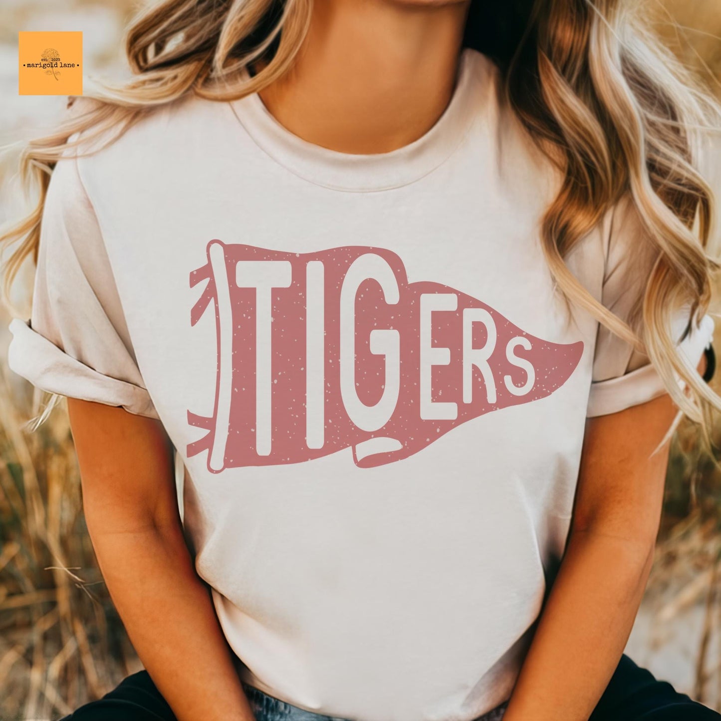 Tigers red pennant mascot, Tigers game day football tshirt, football mom tshirt, cute game day tshirt, mascot unisex tshirt