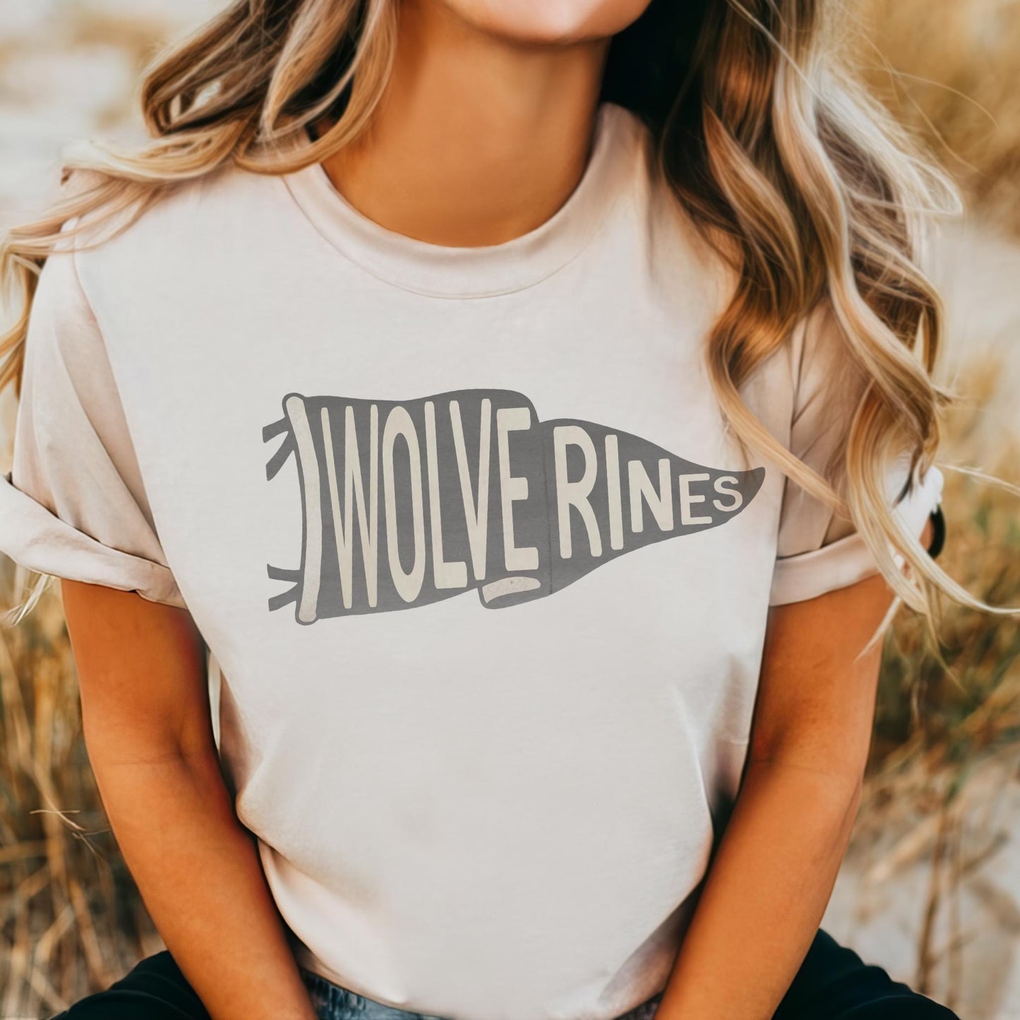 Wolverines pennant mascot, wolverines game day football tshirt, football mom tshirt, cute game day tshirt, mascot unisex tshirt