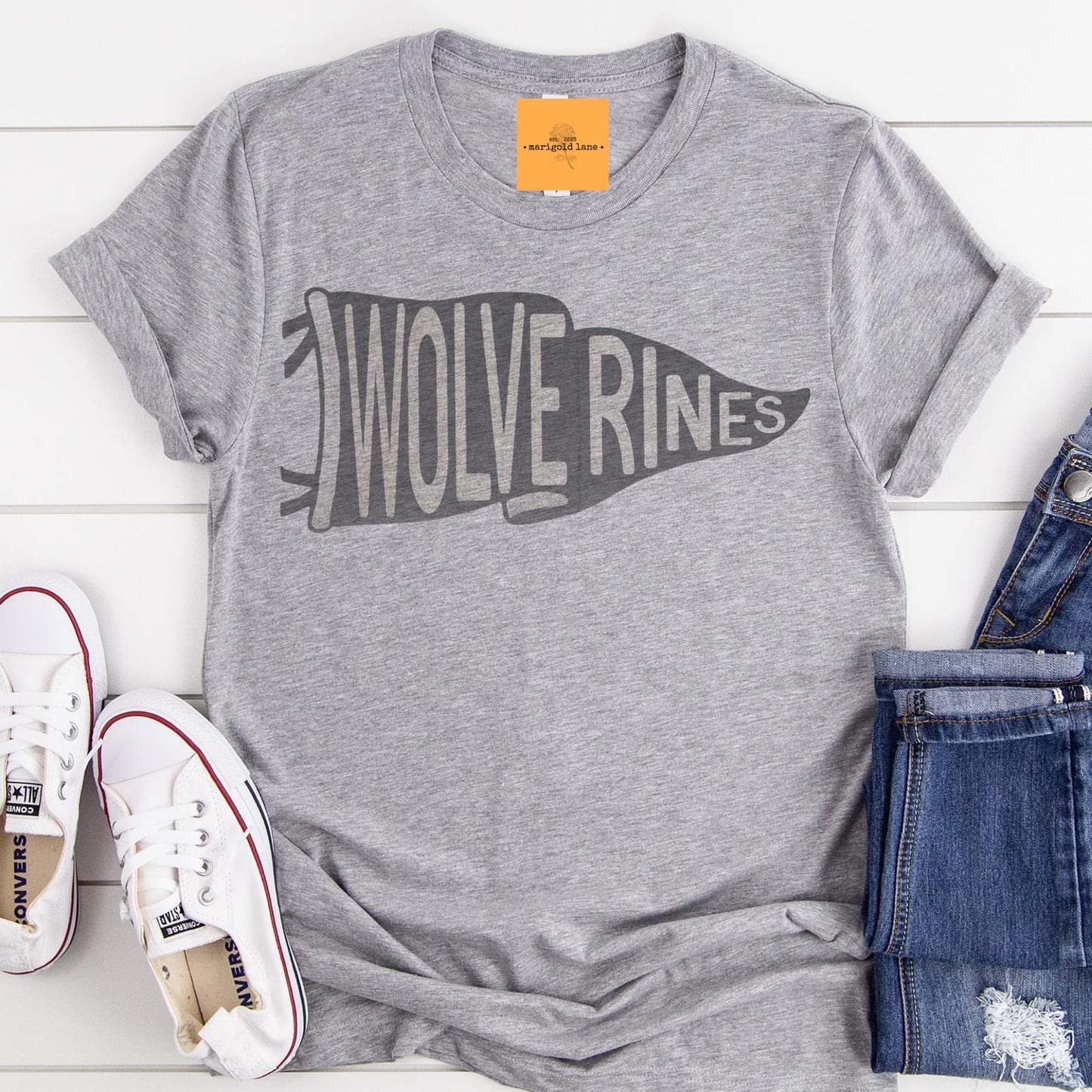 Wolverines pennant mascot, wolverines game day football tshirt, football mom tshirt, cute game day tshirt, mascot unisex tshirt
