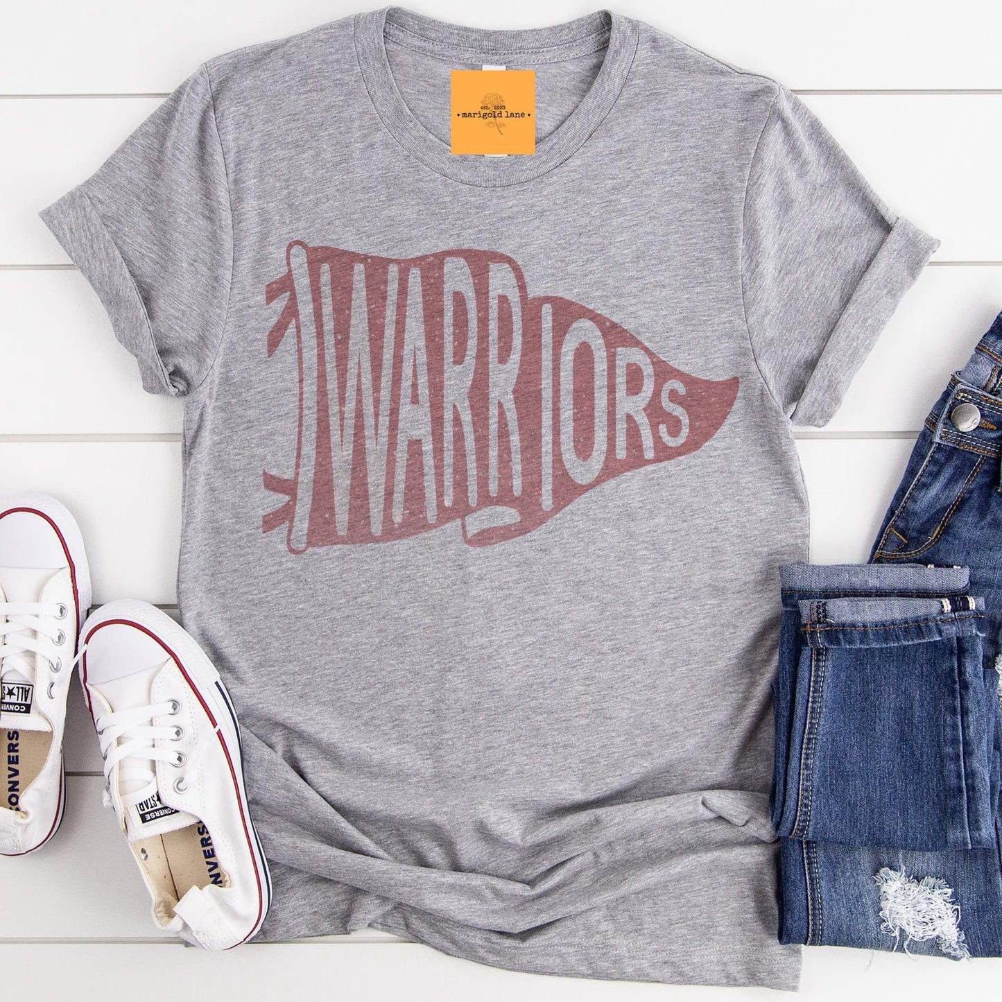 Warriors Red pennant mascot, Warriors red game day football tshirt, football mom tshirt, cute game day tshirt, mascot unisex tshirt