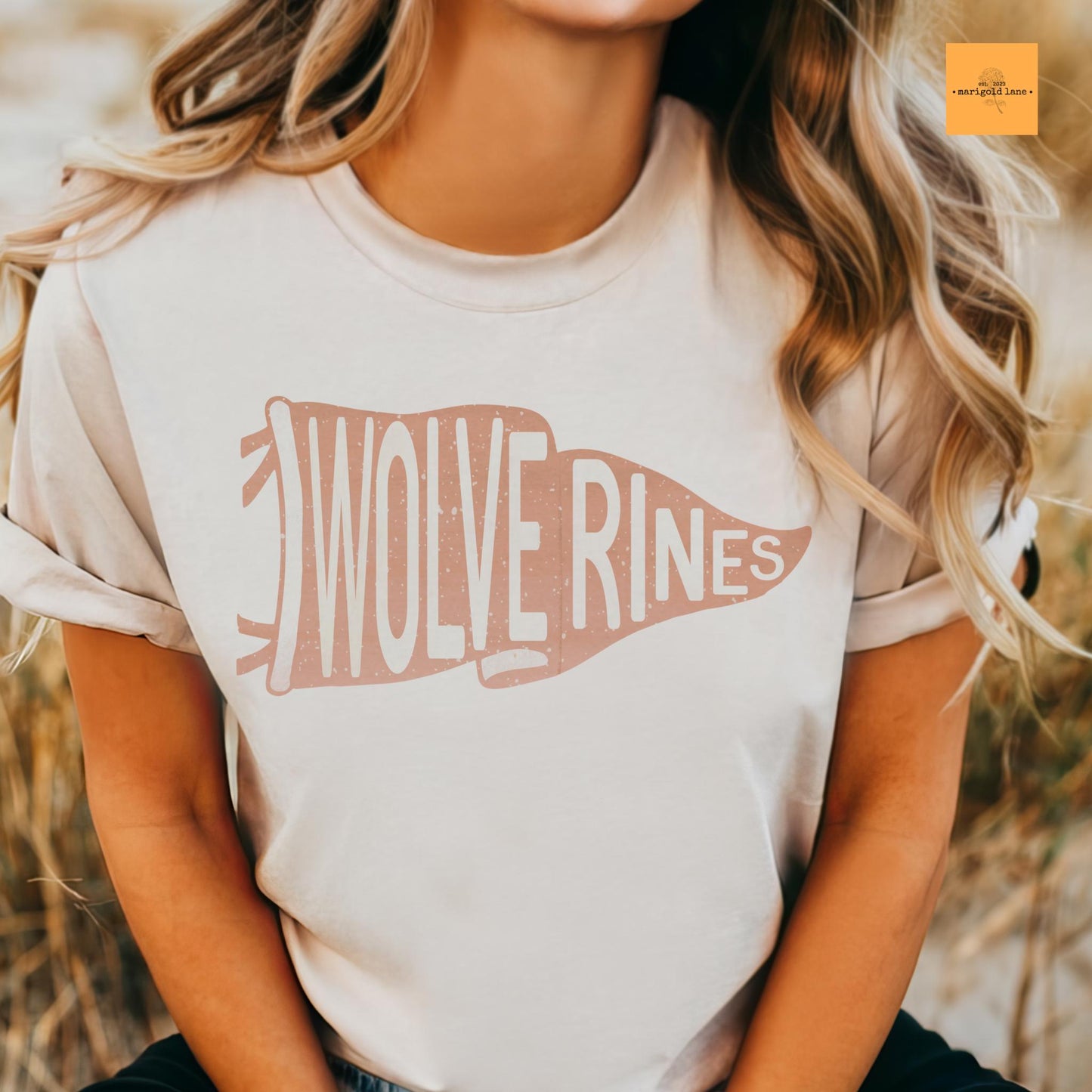 Wolverines Orange pennant mascot, Wolverines game day football tshirt, football mom tshirt, cute game day tshirt, mascot unisex tshirt