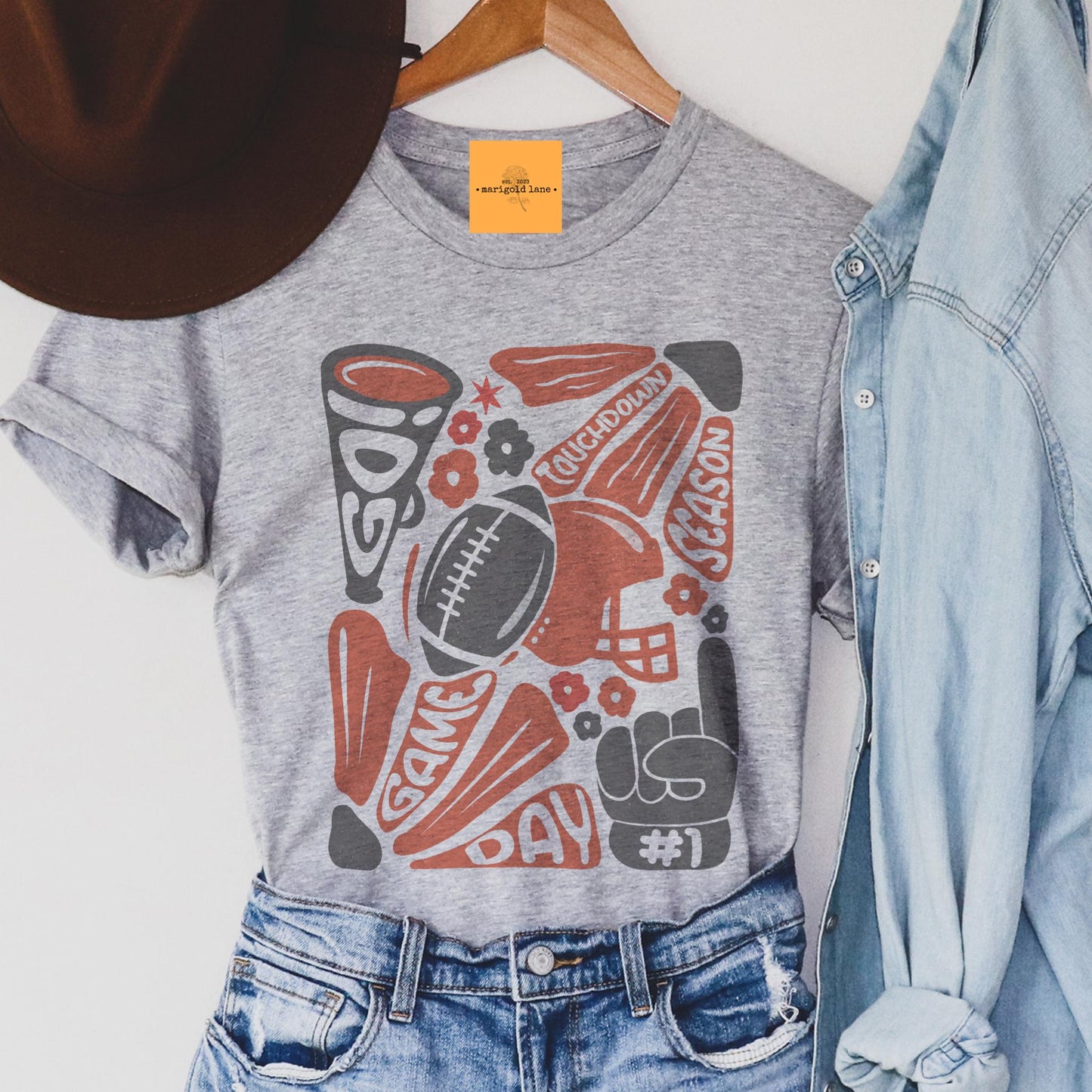 Preppy Football tshirt, retro red and black football tshirt, football mom tshirt, coquette game day tshirt, mascot tshirt, unisex tshirt