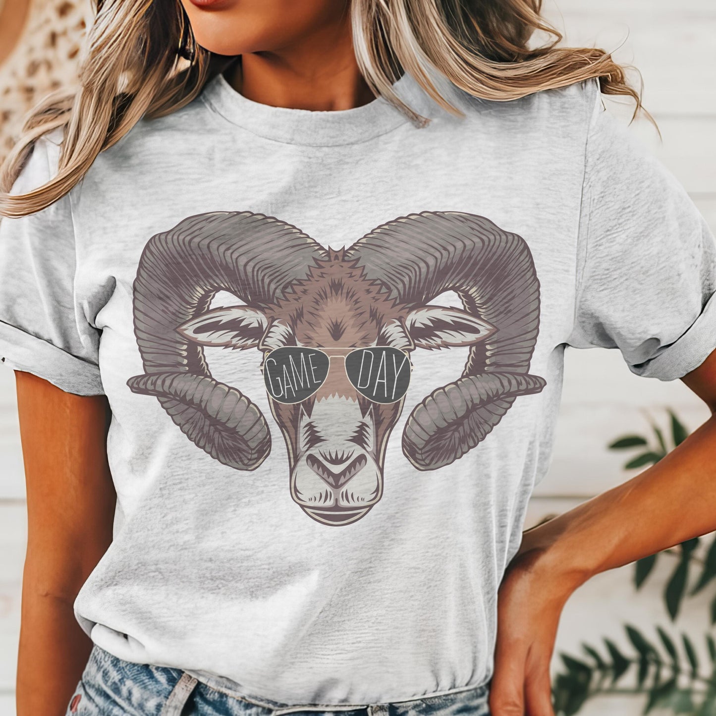 Rams with game day glasses mascot, football tshirt, football mom tshirt, cute game day tshirt, mascot tshirt, unisex cut tshirt