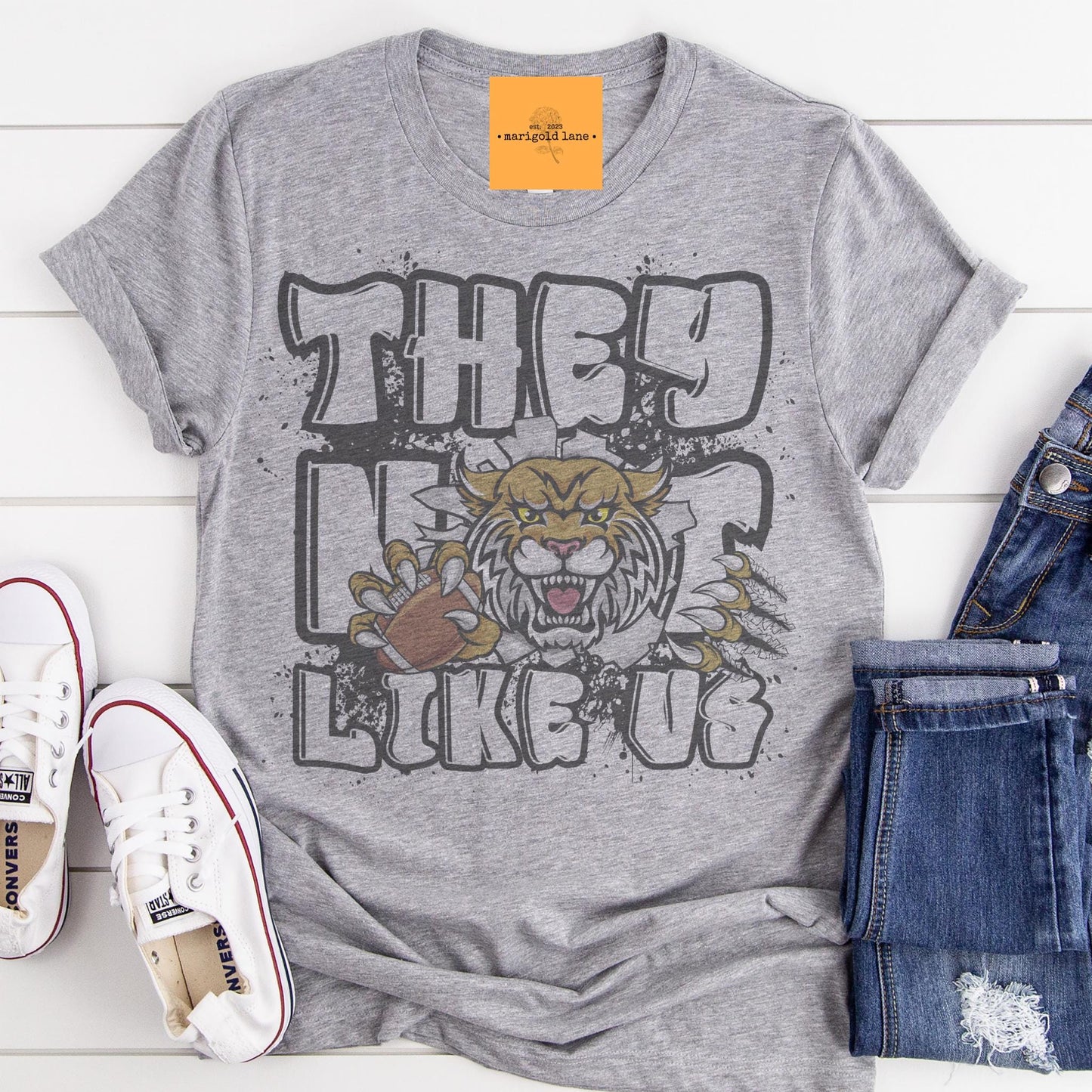 Wildcats they not like us game day mascot, football tshirt, football mom tshirt, cute game day tshirt, mascot tshirt, unisex cut tshirt