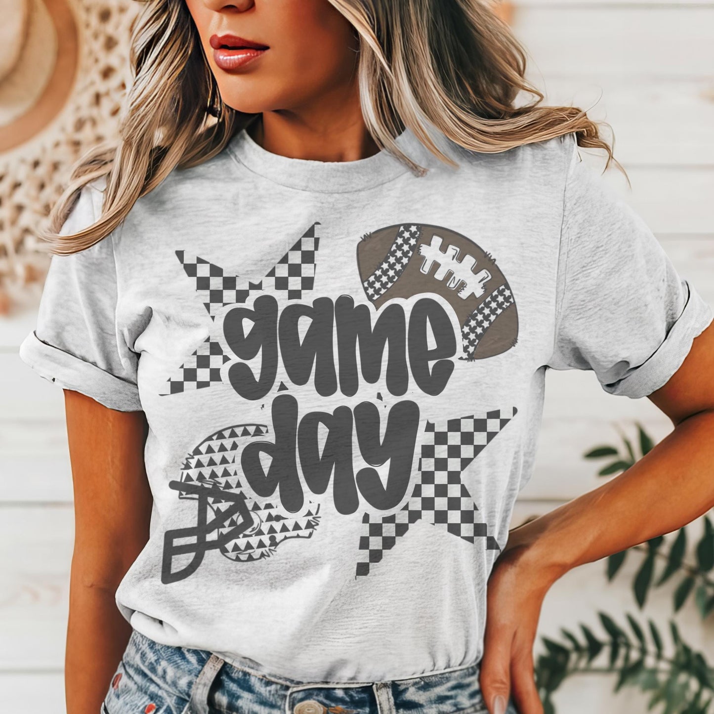 Football Game Day mascot, Varsity Football game day football, football mom shirt, cute game day shirt, retro checkered football shirt