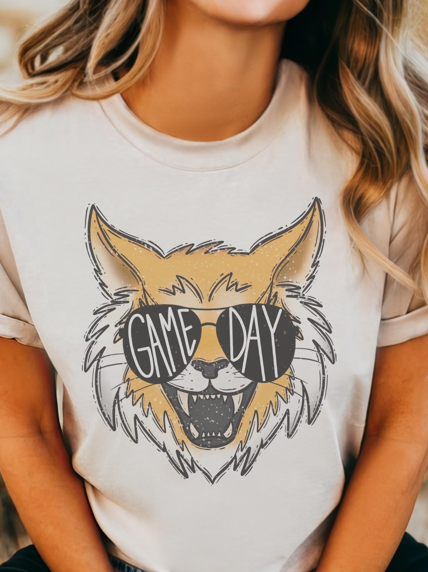 Wildcats with game day glasses game day mascot, football tshirt, football mom tshirt, cute game day tshirt, mascot tshirt, unisex cut tshirt