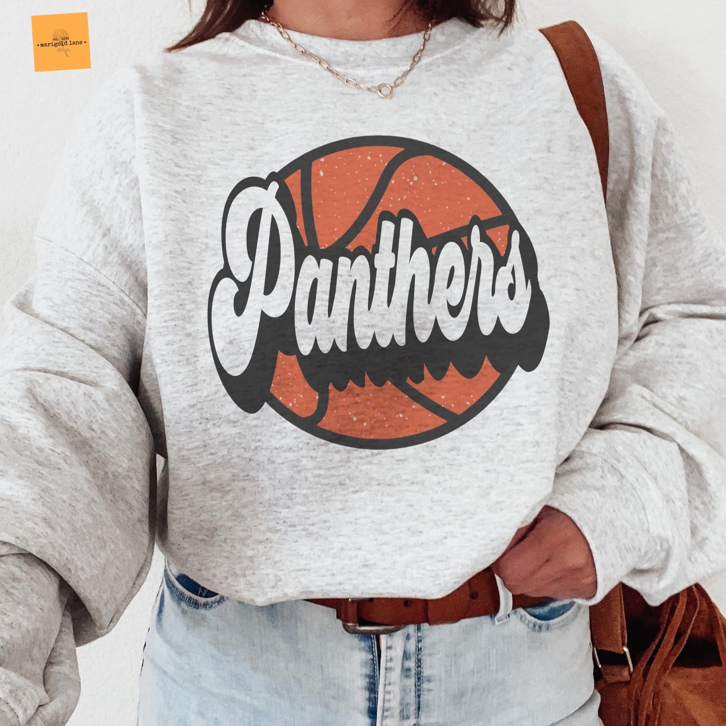 Panthers Basketball mascot, Panthers game day football, basketball mom crewneck, cute game day sweatshirt, Heather ash unisex sweatshirt