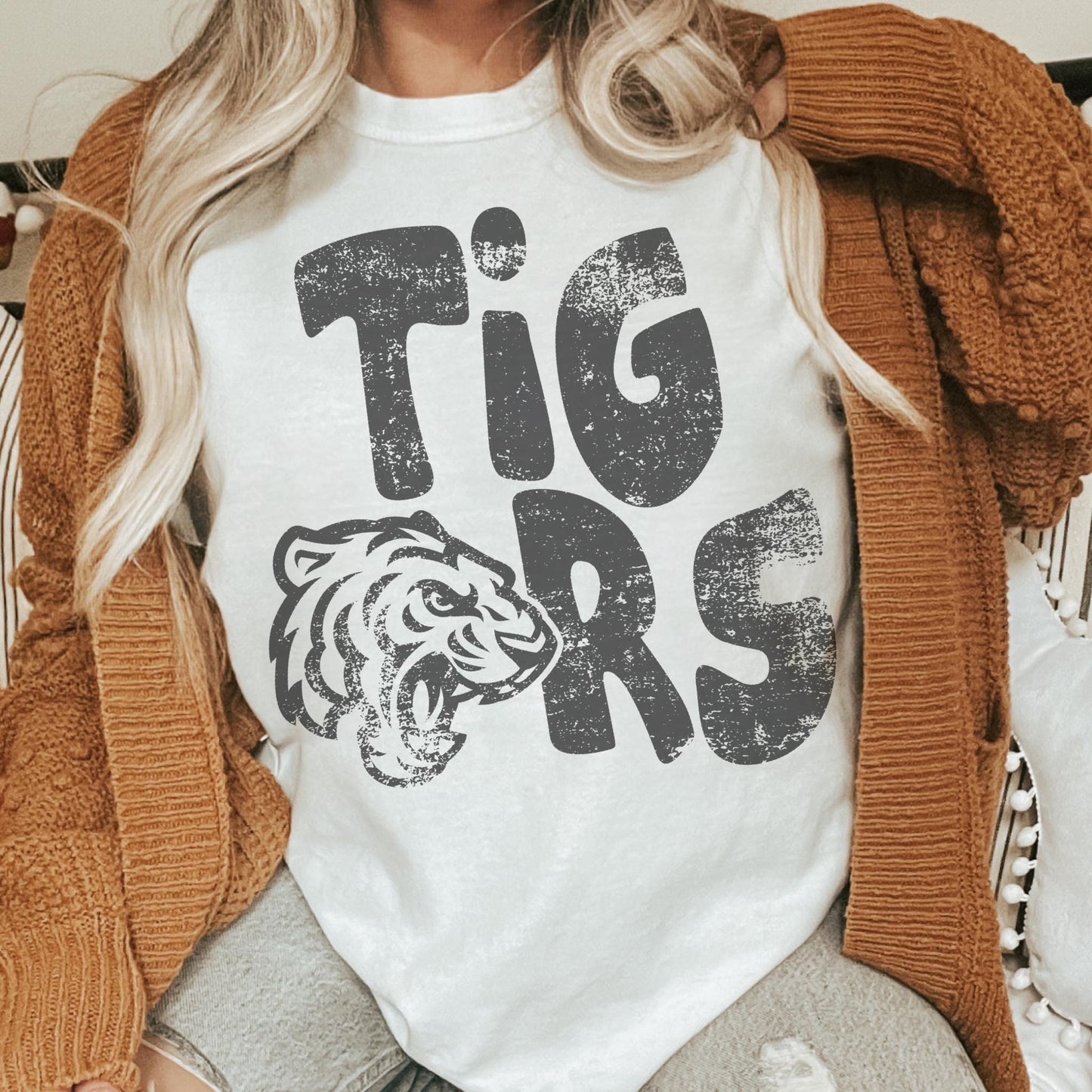 Tigers mascot, tigers game day football tshirt, football mom tshirt, cute game day tshirt, mascot tshirt unisex cut tigers tshirt