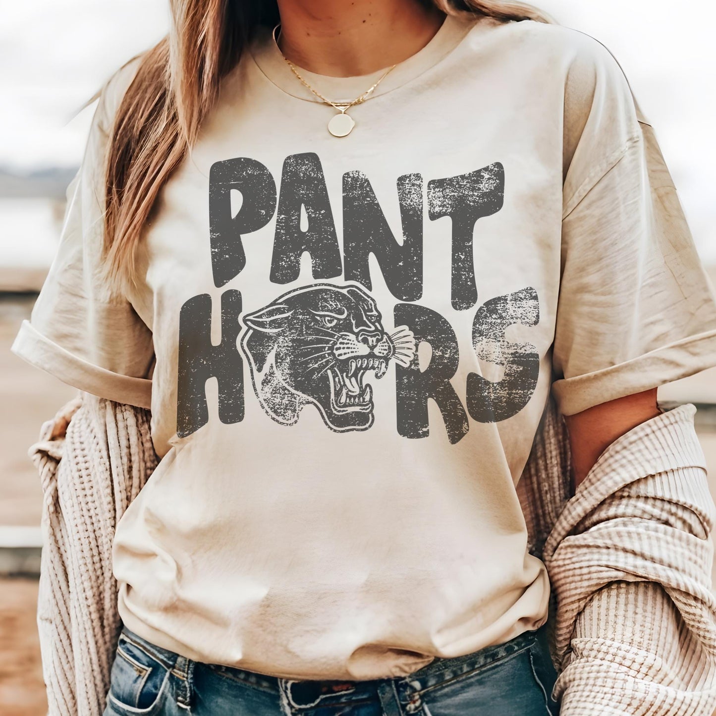 Preppy Panthers mascot tshirt, football tshirt, football mom tshirt, cute game day tshirt, mascot tshirt unisex cut panthers tshirt