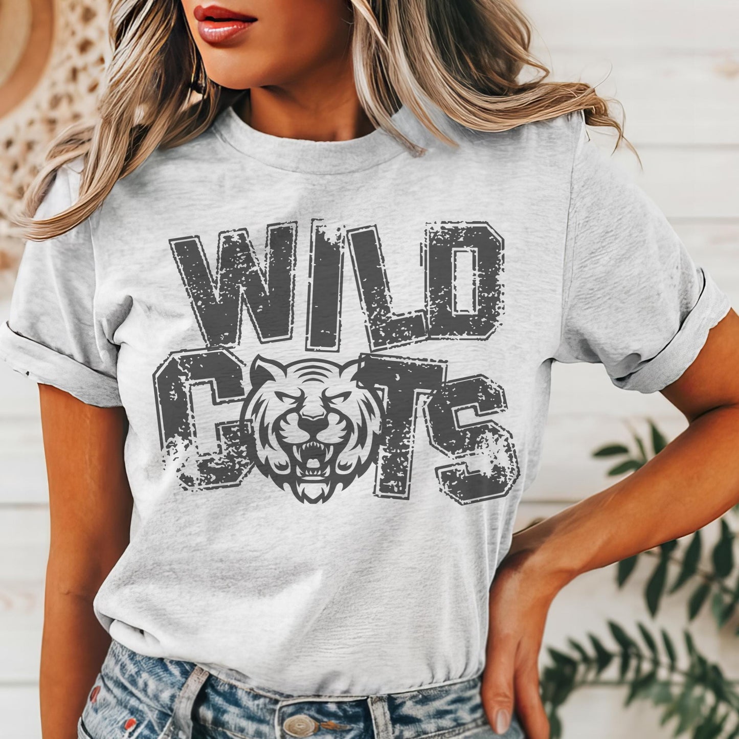 Preppy Wildcats mascot tshirt, football tshirt, football mom tshirt, cute game day tshirt, mascot tshirt, unisex cut tshirt