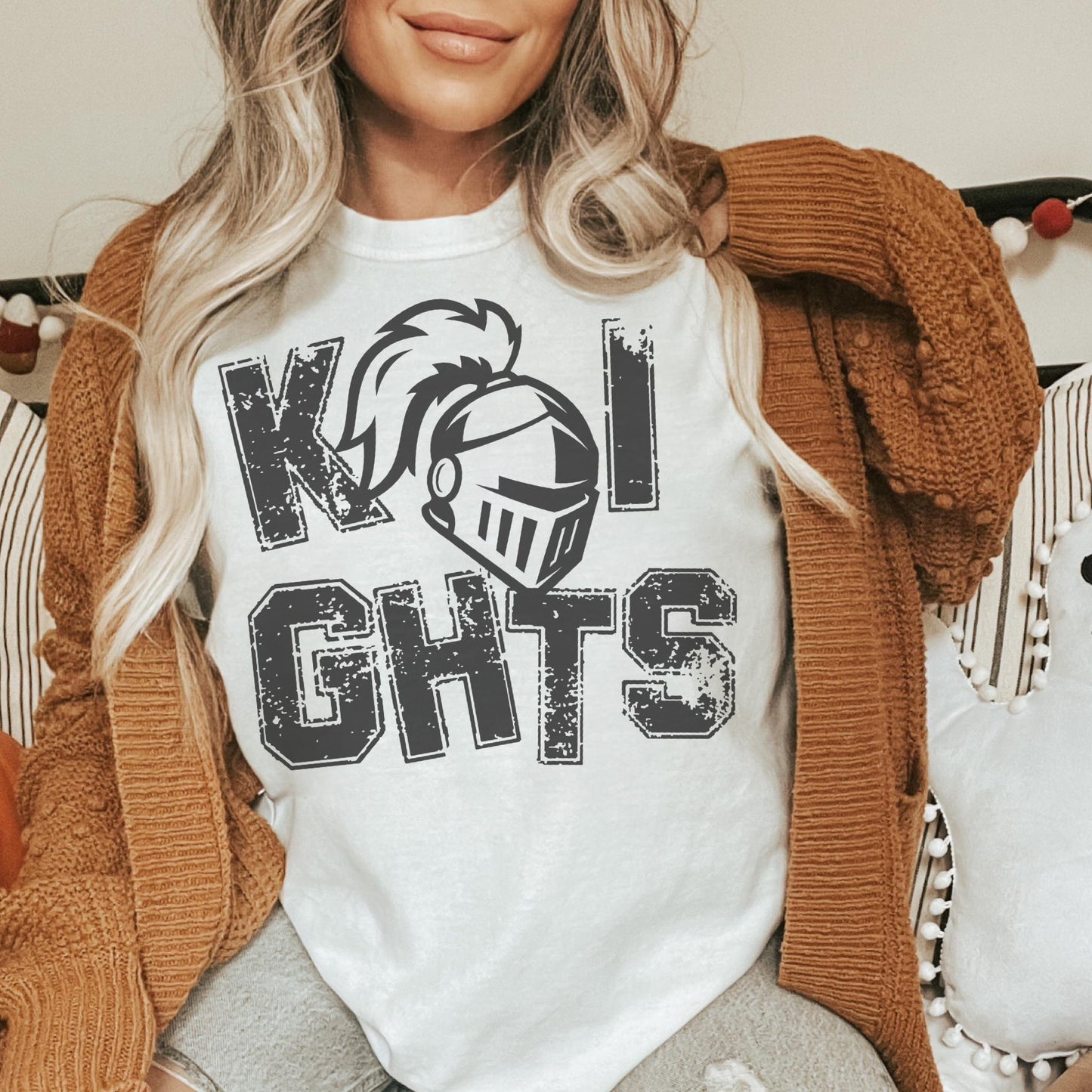 Preppy Knights mascot tshirt, football tshirt, football mom tshirt, cute game day tshirt, mascot tshirt, unisex cut tshirt