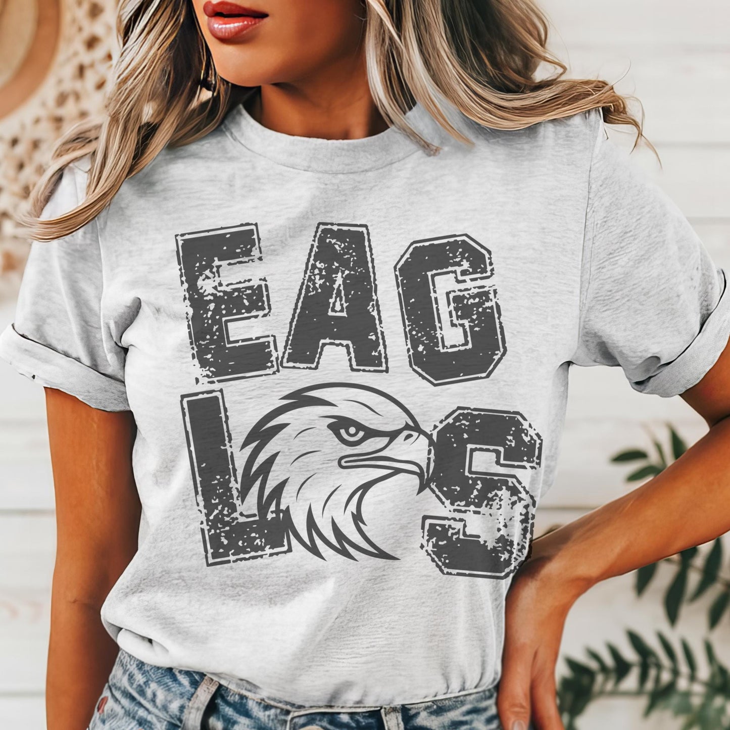 Preppy eagles mascot tshirt, football tshirt, football mom tshirt, cute game day tshirt, mascot tshirt, unisex cut eagles tshirt