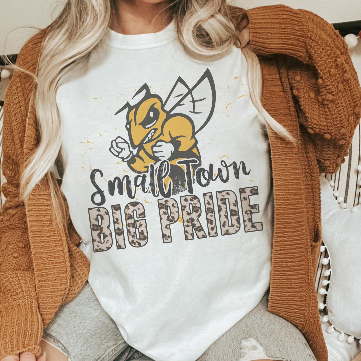 Small town big Pride Hornets mascot, football tshirt, football mom tshirt, cute game day tshirt, mascot tshirt, unisex cut hornets tshirt