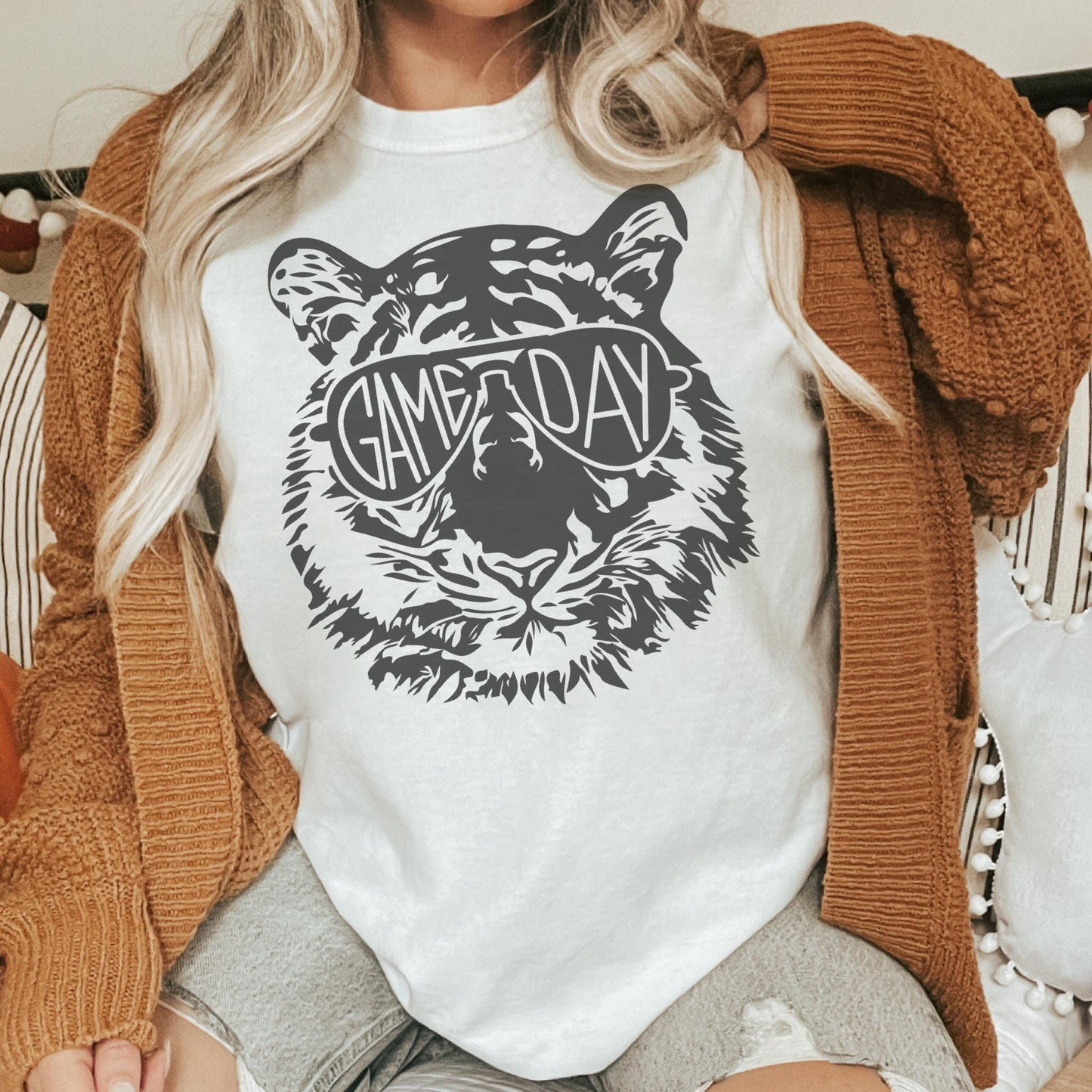 Tigers game day mascot, football tshirt, football mom tshirt, cute game day tshirt, mascot tshirt, unisex cut tshirt