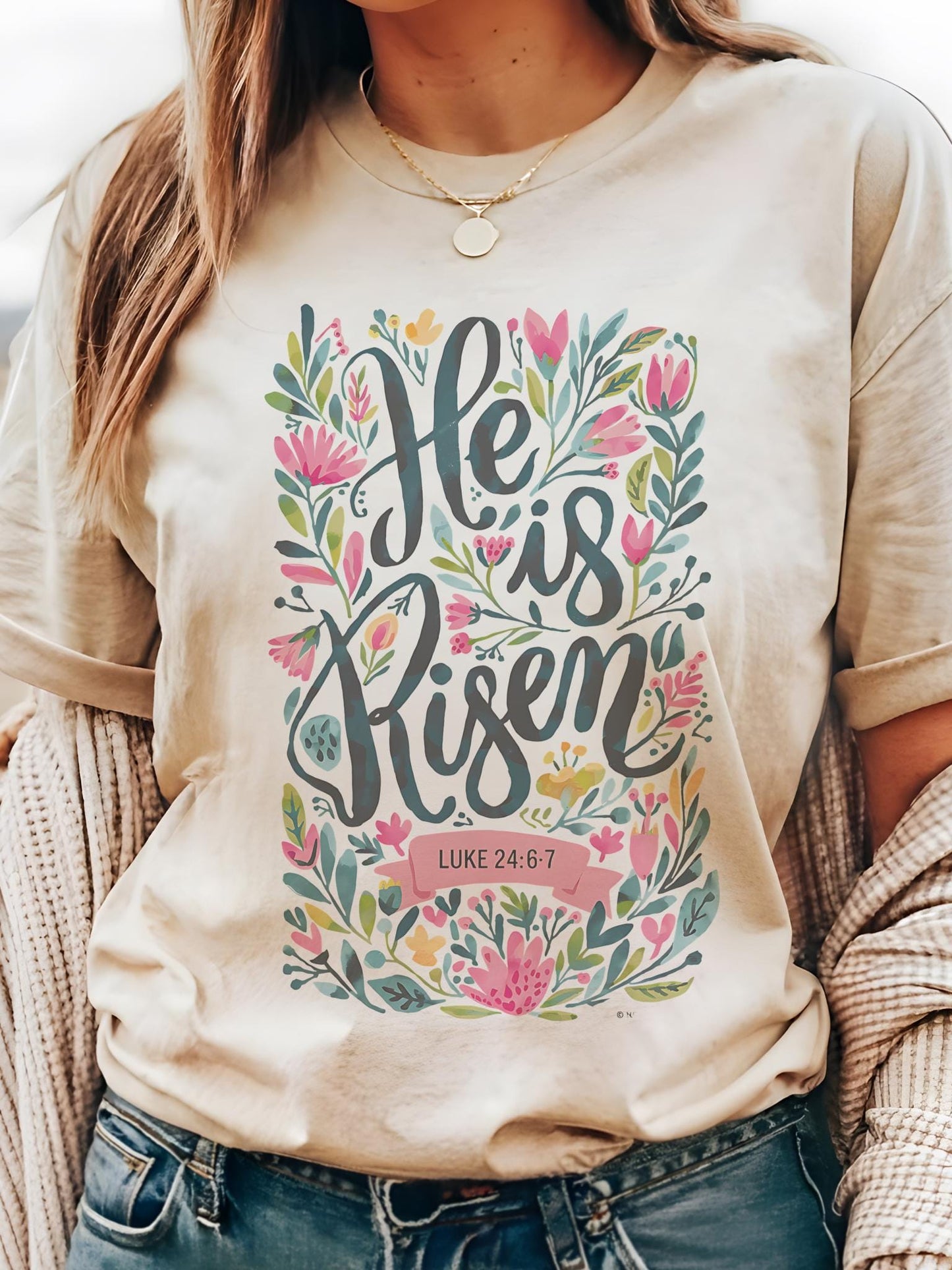 He is risen Easter tshirt, christian tshirt, floral Easter tshirt, he is risen christian tshirt, Easter shirt for church ,Christian Shirts