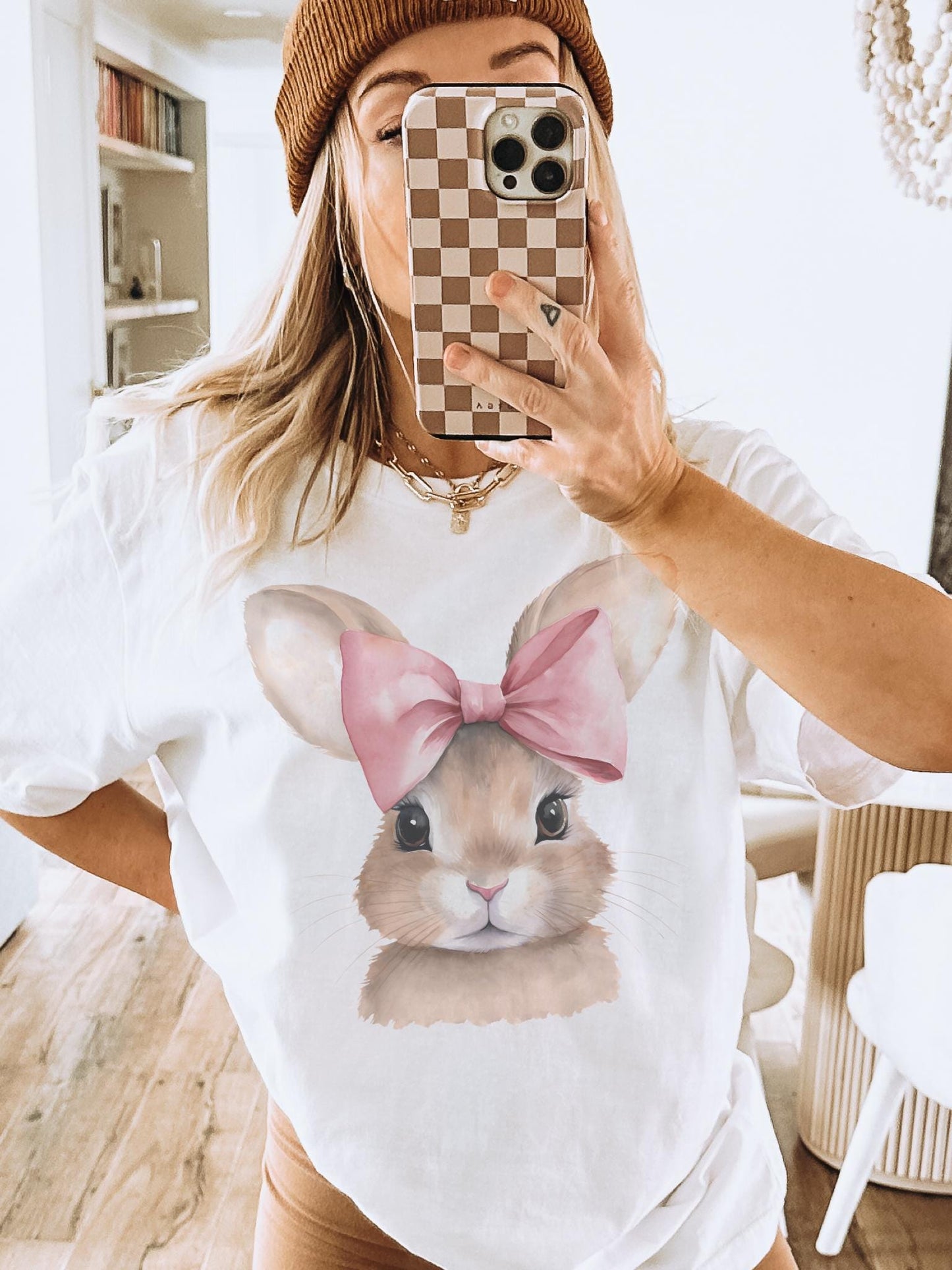 Coquette Easter bunny tshirt, christian tshirt, floral Easter tshirt, he is risen christian tshirt, Easter shirt for church Christian Shirts