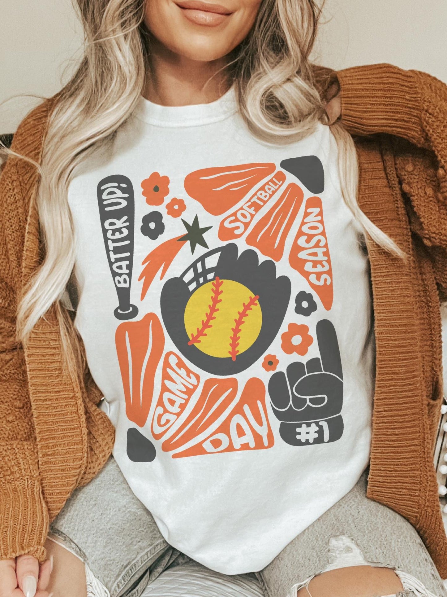 Preppy Softball tshirt, retro Orange and black tshirt, Softball mom tshirt, coquette game day tshirt, mascot tshirt, unisex tshirt