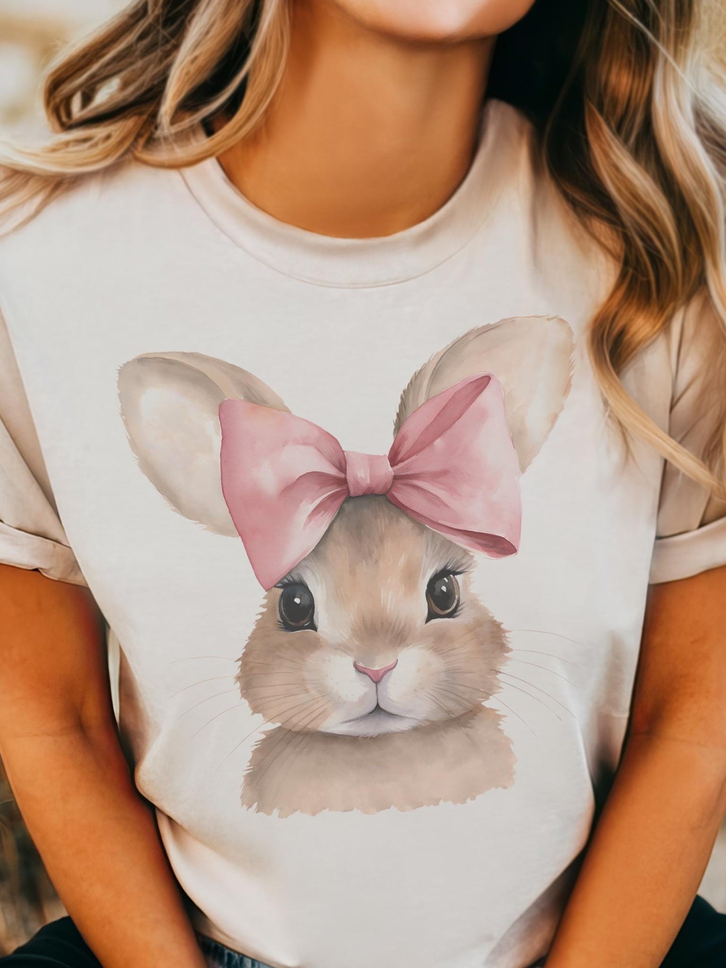 Coquette Easter bunny tshirt, christian tshirt, floral Easter tshirt, he is risen christian tshirt, Easter shirt for church Christian Shirts