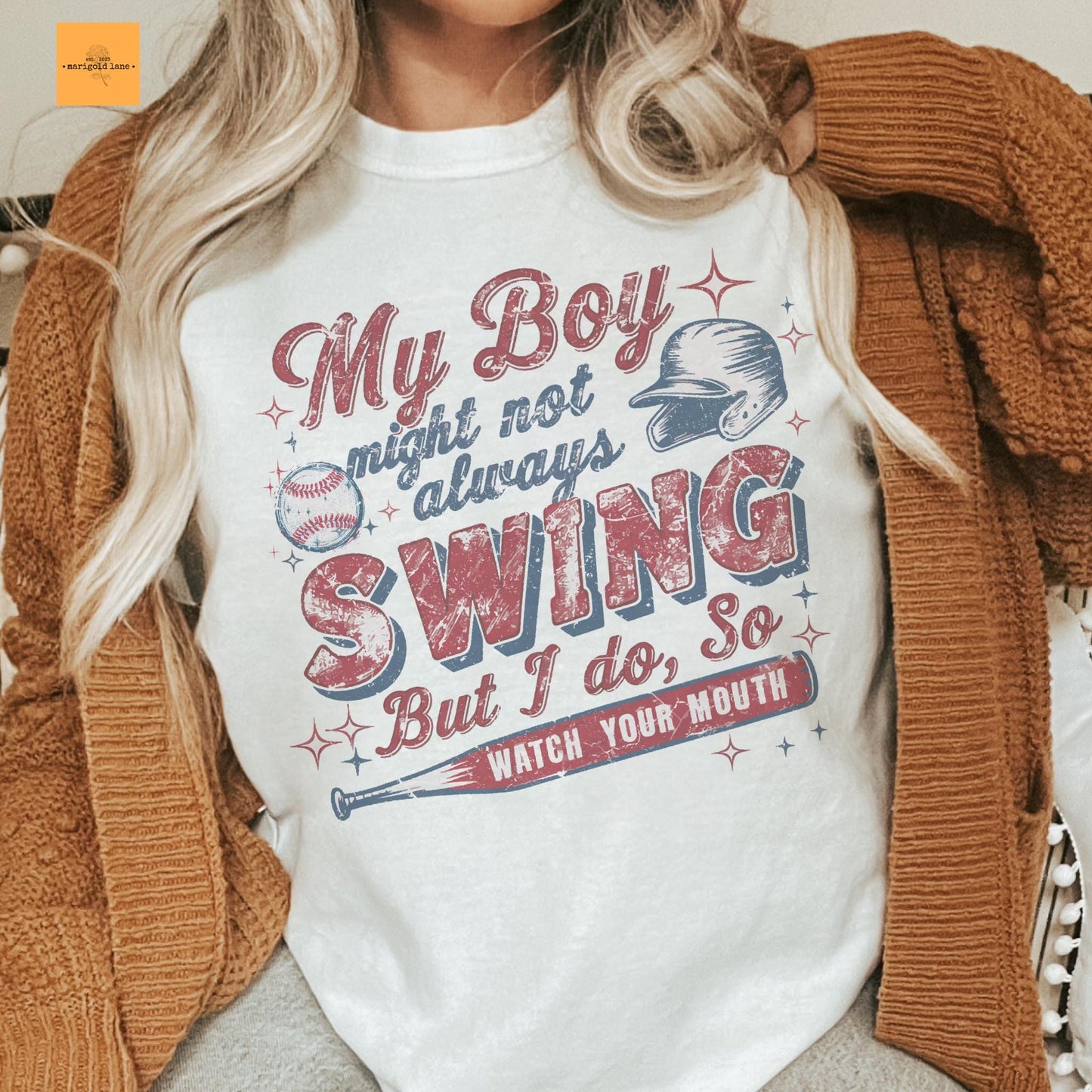 My boy might not always swing but I do baseball mom tshirt, retro baseball tshirt, cute game day tshirt, ballpark mama unisex cut tshirt