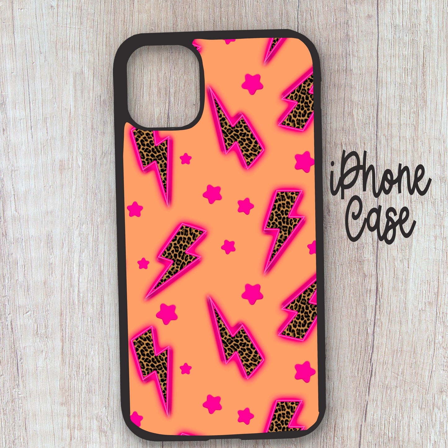 Funky lightning bolt phone case, cute phone case, phone cases, cute inexpensive phone cases, coquette phone case, leopard phone case,