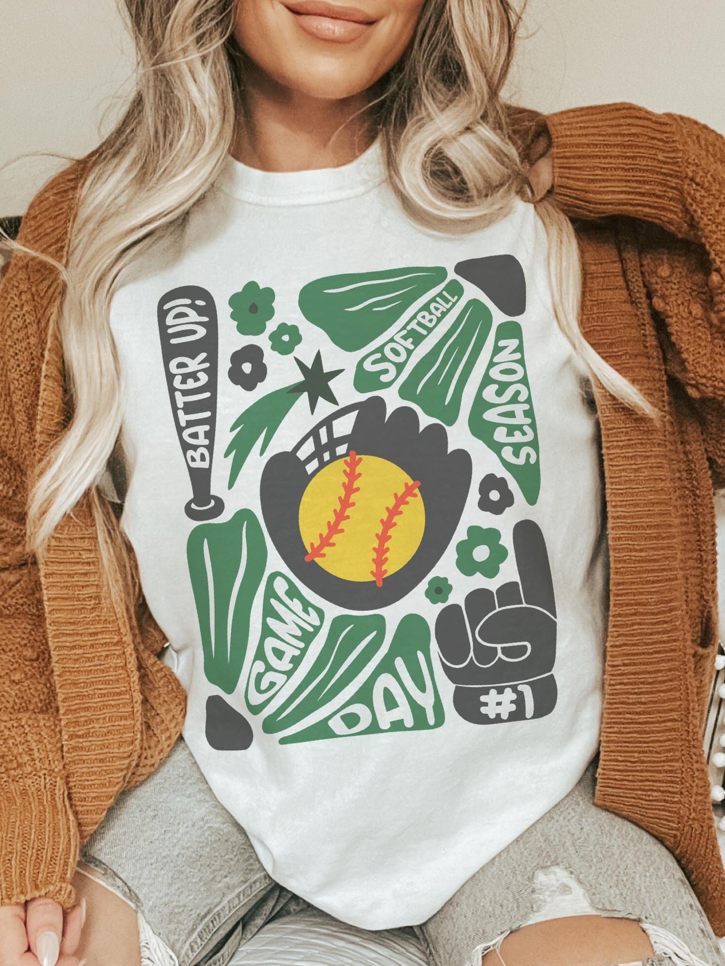 Preppy Softball tshirt, retro Green and black tshirt, Softball mom tshirt, coquette game day tshirt, mascot tshirt, unisex tshirt