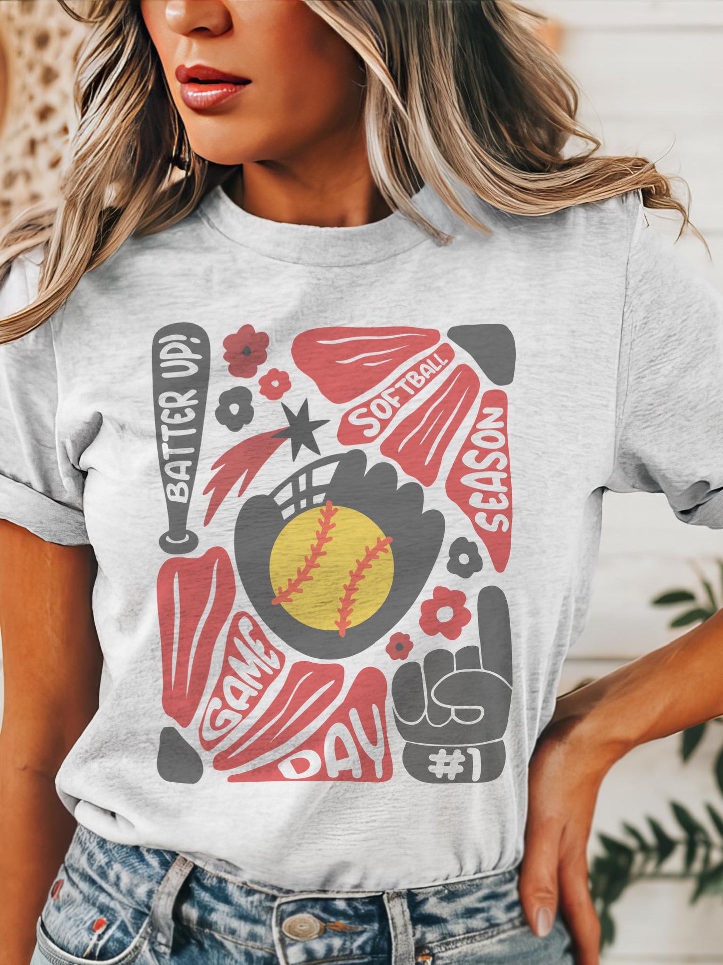 Preppy Softball tshirt, retro Red and black tshirt, Softball mom tshirt, coquette game day tshirt, mascot tshirt, unisex tshirt