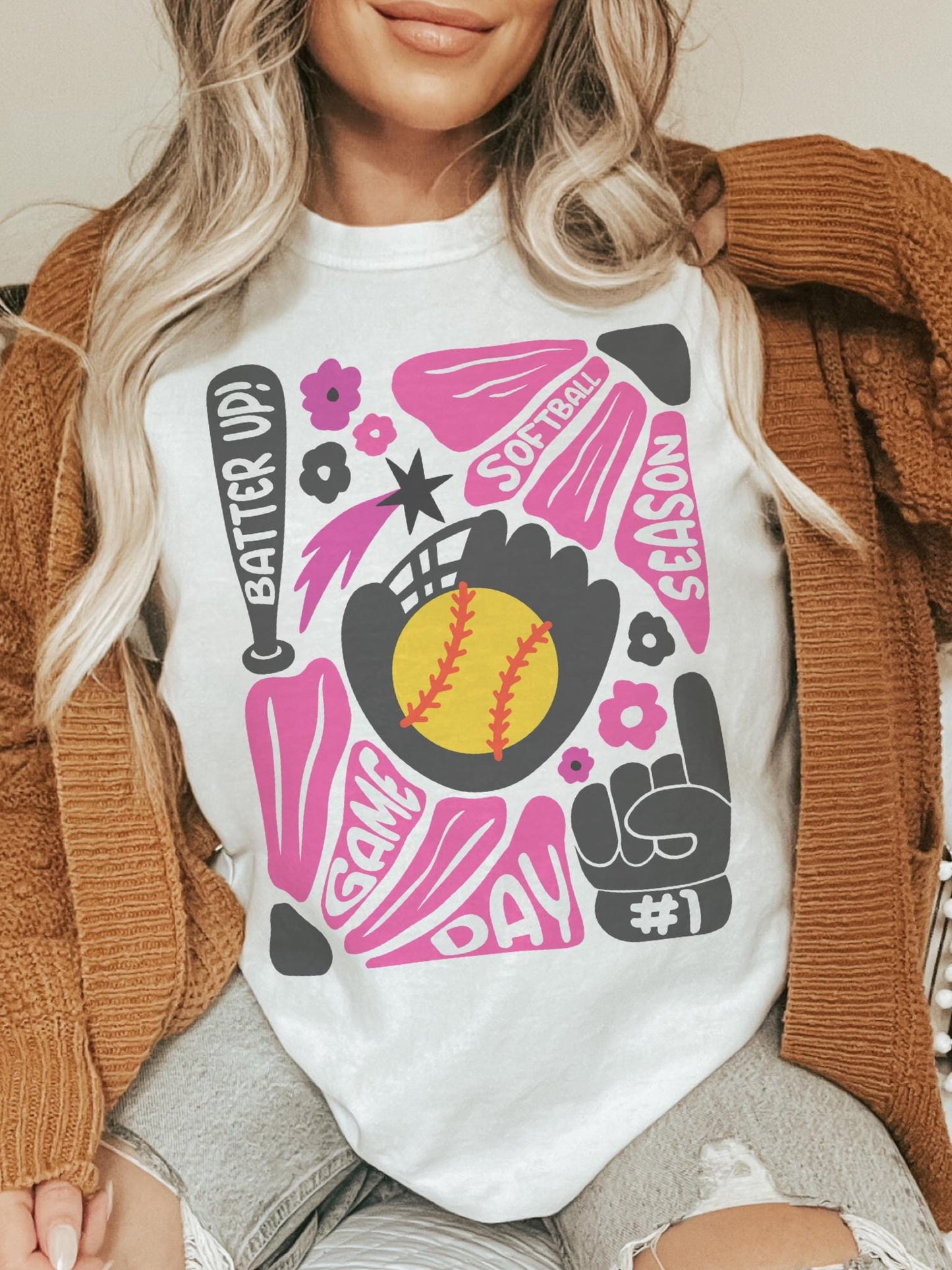 Preppy Softball tshirt, retro Pink and black tshirt, Softball mom tshirt, coquette game day tshirt, mascot tshirt, unisex tshirt