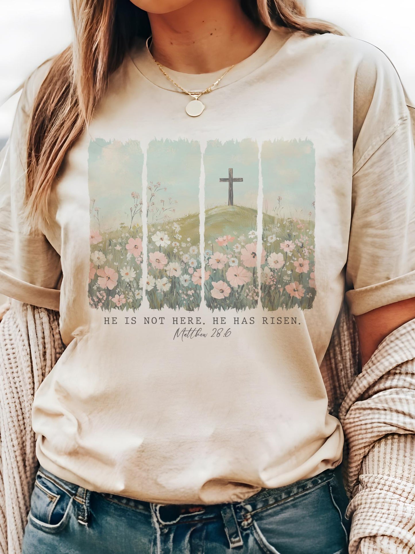 Coquette Easter tshirt, christian tshirt, floral Easter tshirt, he is risen christian tshirt, Easter shirt for church Christian Shirts