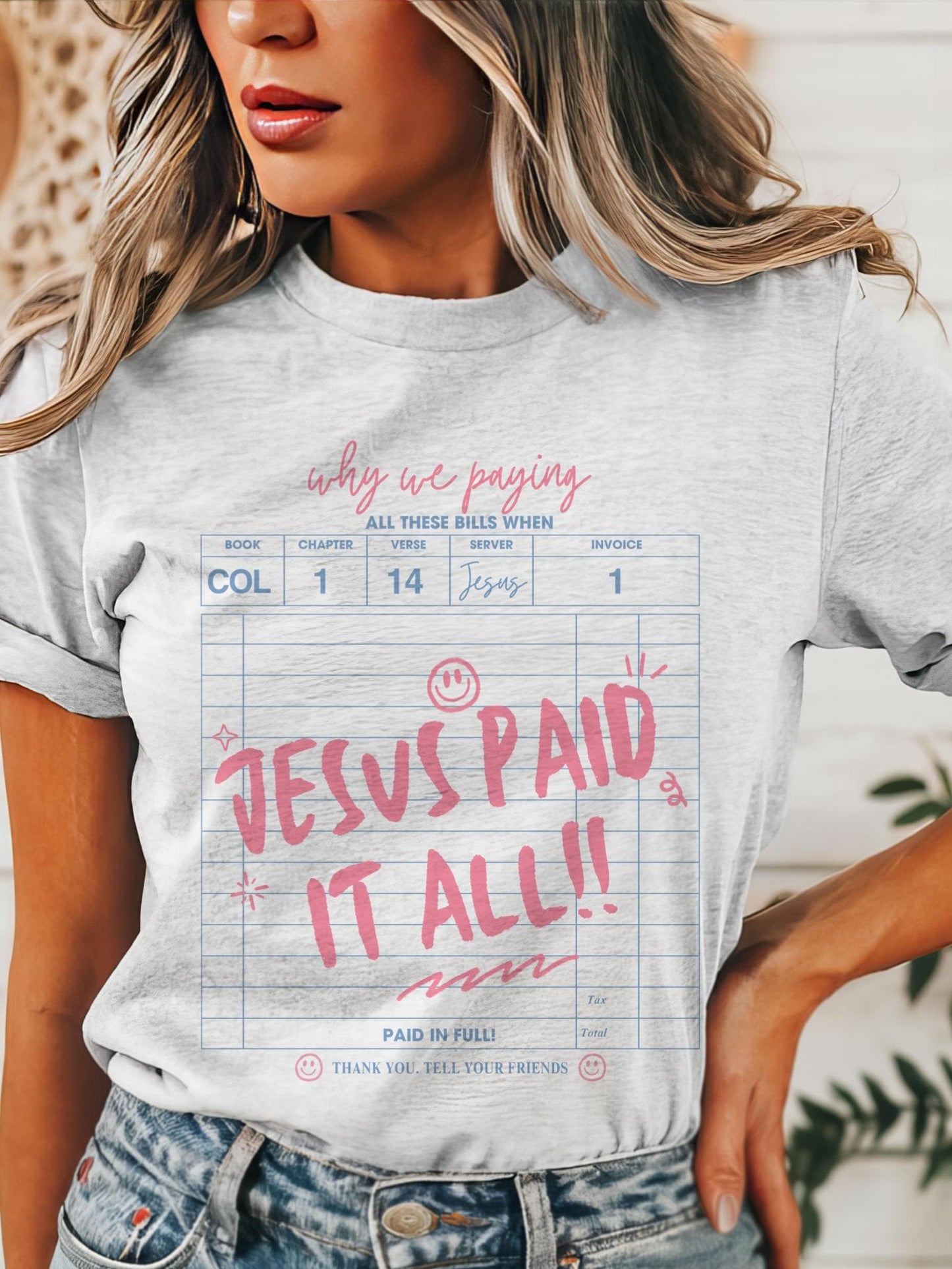 Jesus paid it all tshirt, christian tshirt, floral Easter tshirt, he is risen christian tshirt, Easter shirt for church Christian Shirts