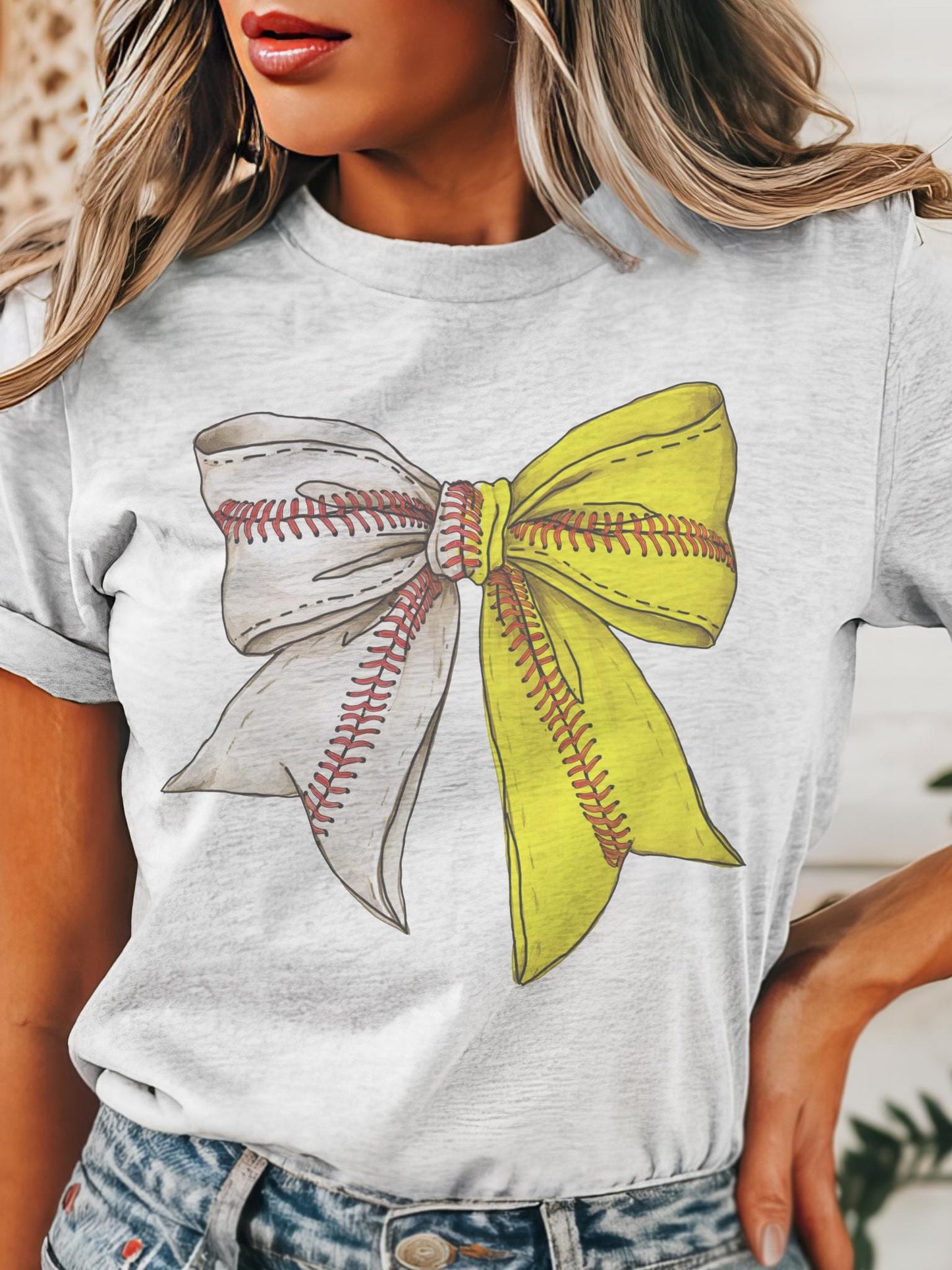 Baseball/ Softball Bow T-Shirt - Cute Baseball Shirt for Game Day - Girly Baseball Tee - baseball Gift for moms, Ballpark bow unisex shirt