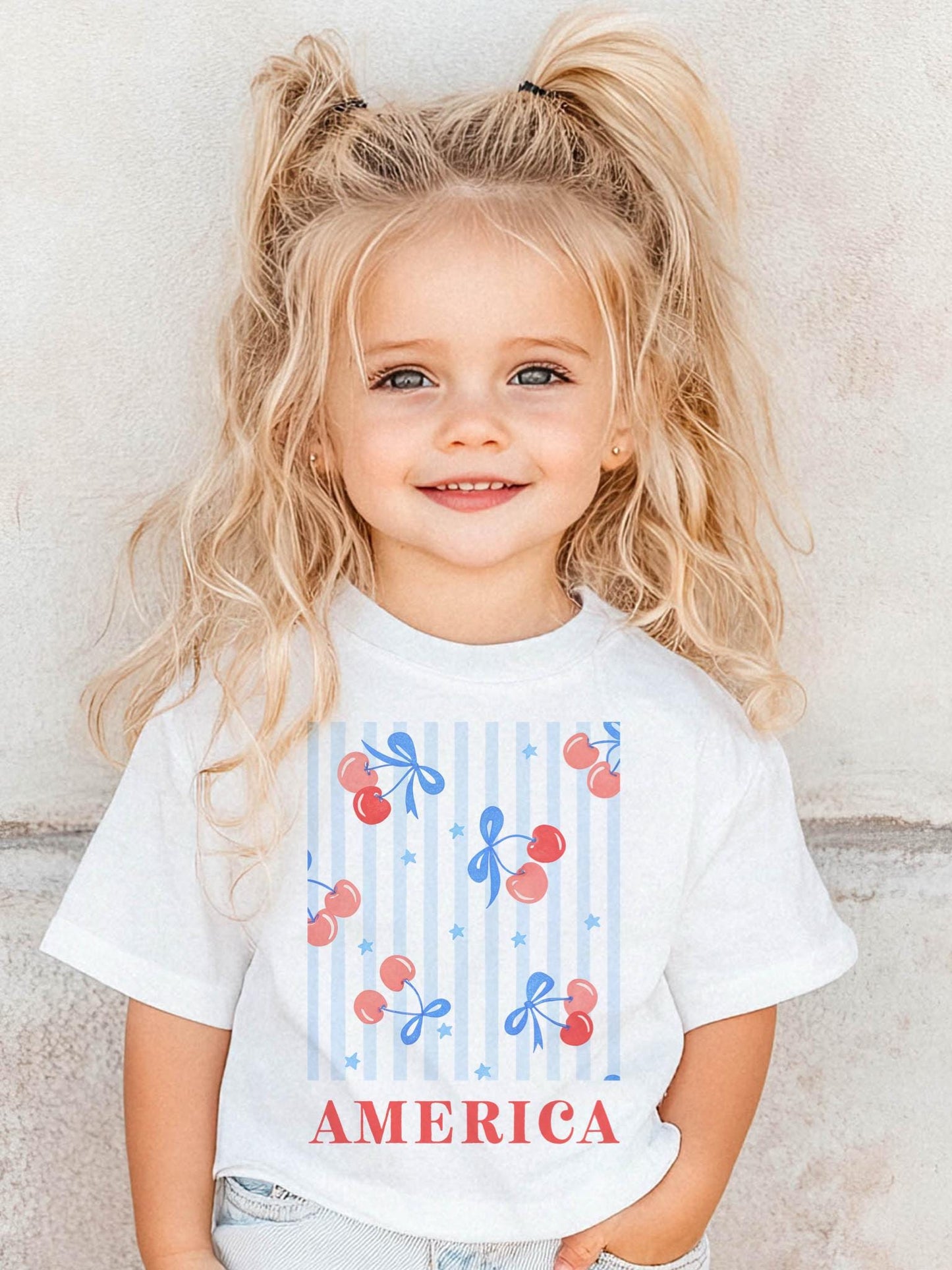 Youth all American girl 4th of July tshirt, kids flag preppy tshirt, coquette tshirt, cute kids cute kids tshirt, unisex cut youth tshirt