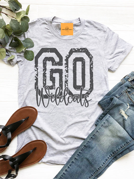 Go Wildcats, Wildcat game day football tshirt, football mom tshirt, cute game day tshirt, mascot tshirt heather ash tshirt