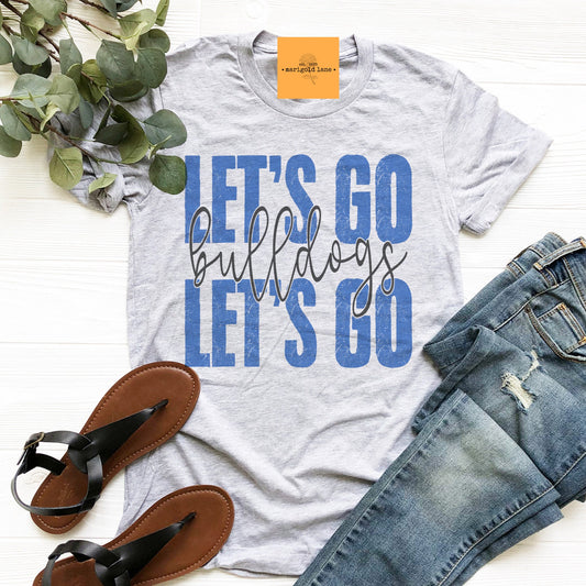 Let’s go bulldogs let’s do mascot, Blue bulldogs tshirt, cute game day tshirt, small town big Pride tshirt heather ash tshirt
