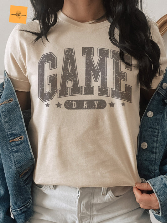 Football Game Day, football gameday tshirt, football mom tshirt, cute game day tshirt, small town big Pride tshirt heather sand tshirt