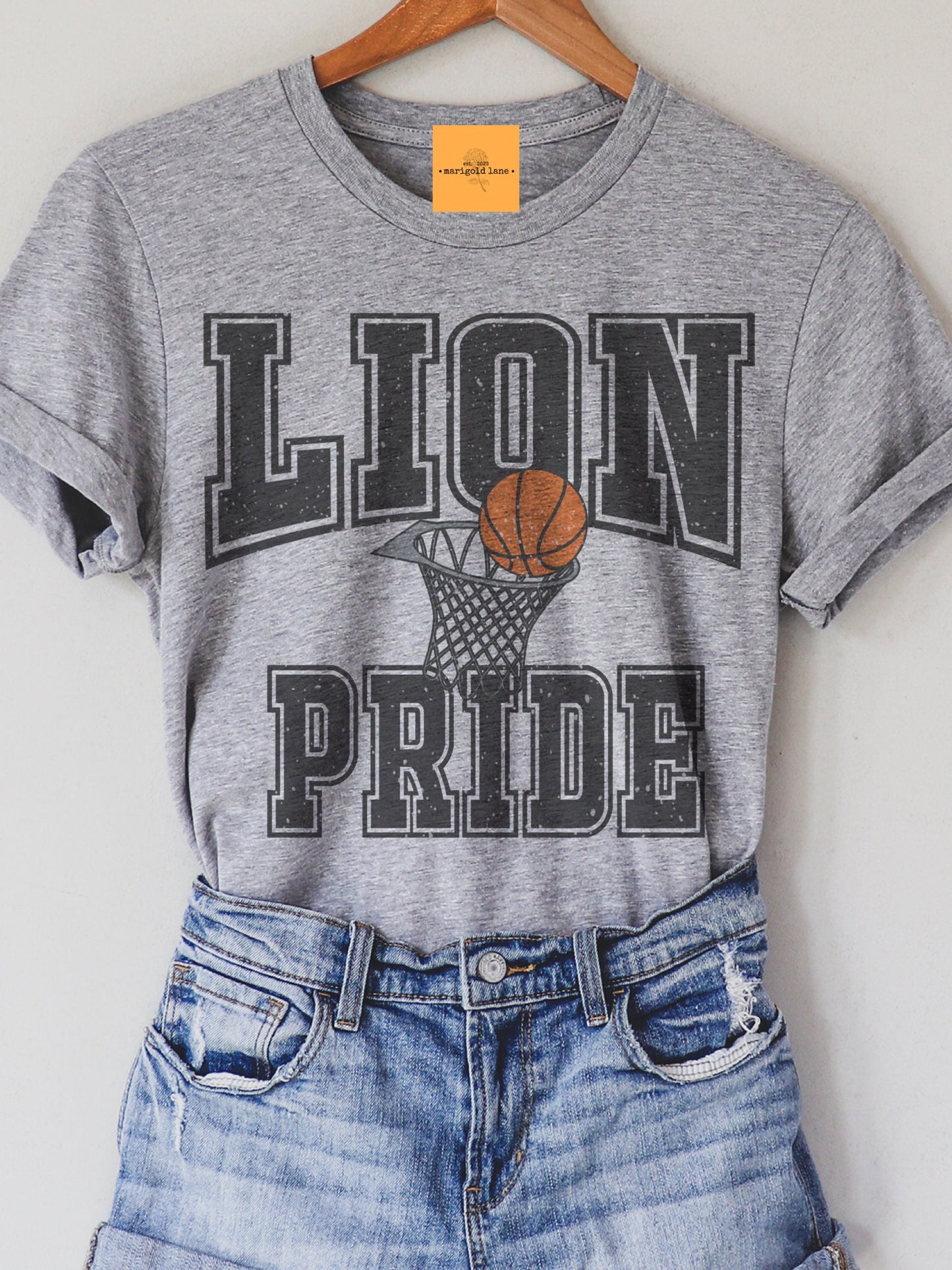 Lion Pride Basketball, lions tshirt, football mom tshirt, cute game day tshirt, small town big Pride tshirt heather gray tshirt