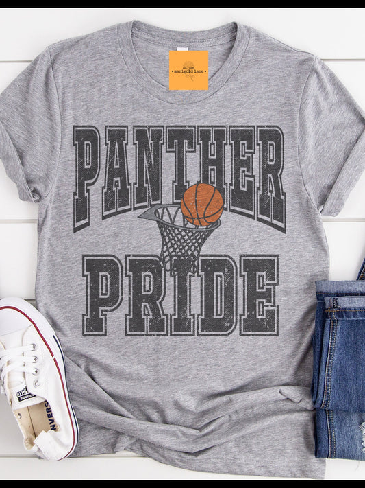 Panther Pride Basketball, basketball tshirt, football mom tshirt, cute game day tshirt, small town big Pride tshirt heather gray tshirt