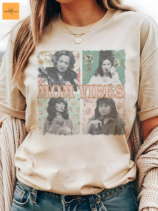 Mom Vibes retro tv mom tshirt, okayest mom tshirt multiple color options, cute christian mama t-shirts, cute mom tshirt.