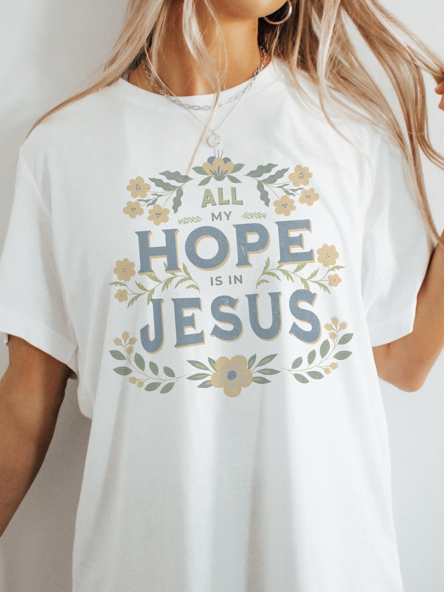 All my hope is in Jesus religious aesthetic tshirt, Christian sunset tshirt multiple color options, cute christian mama tshirt.