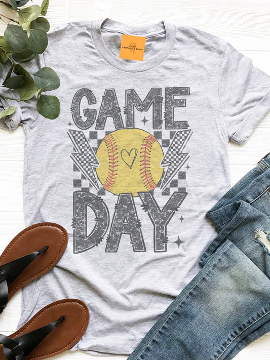 Softball Game Day mascot tshirt, softball tshirt, softball mom tshirt, cute game day tshirt, mascot tshirt heather ash tshirt
