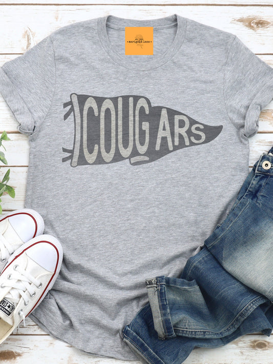 Cougars pennant mascot, Cougars game day football tshirt, football mom tshirt, cute game day tshirt, mascot unisex tshirt
